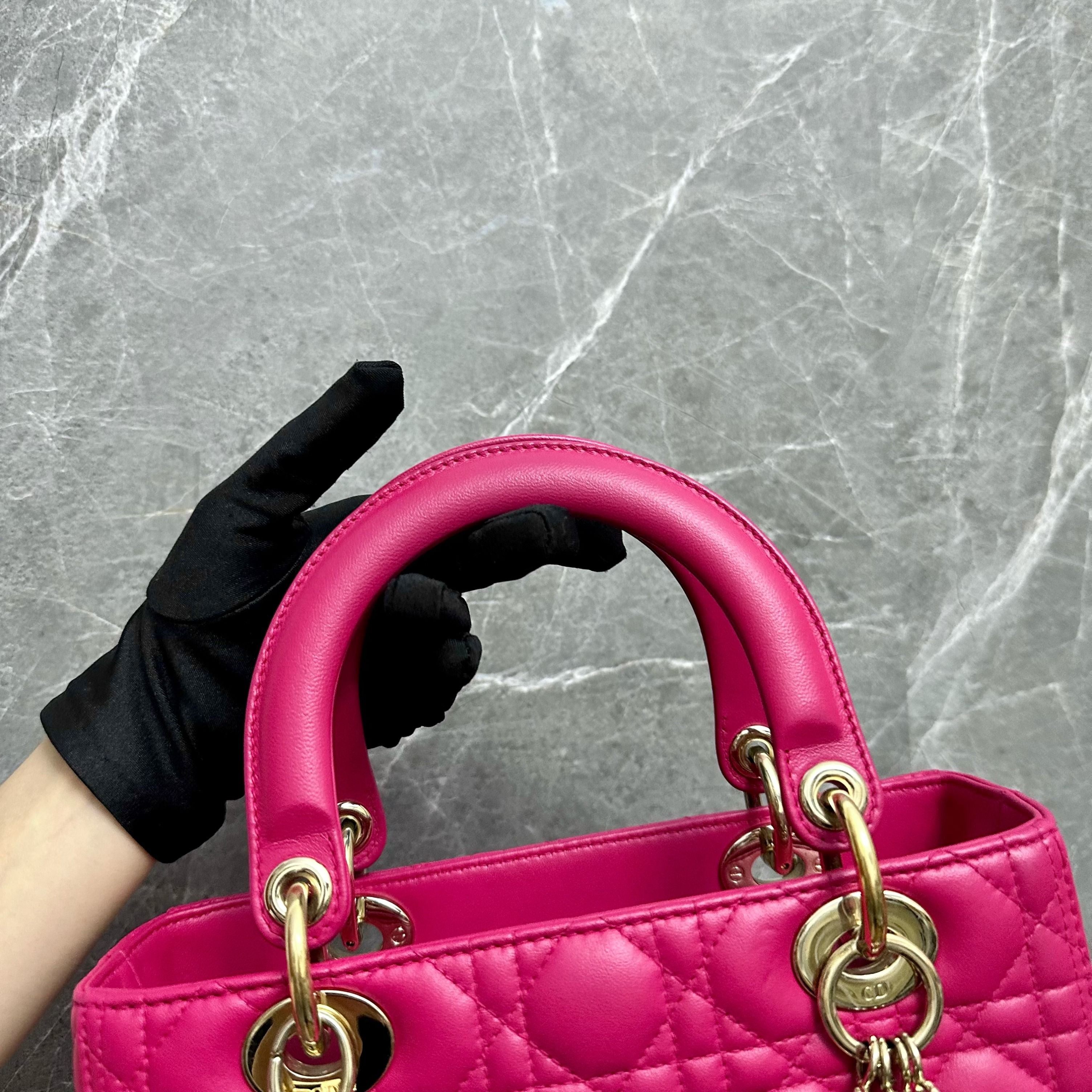 Lady Medium Lambskin Hot Pink GHW