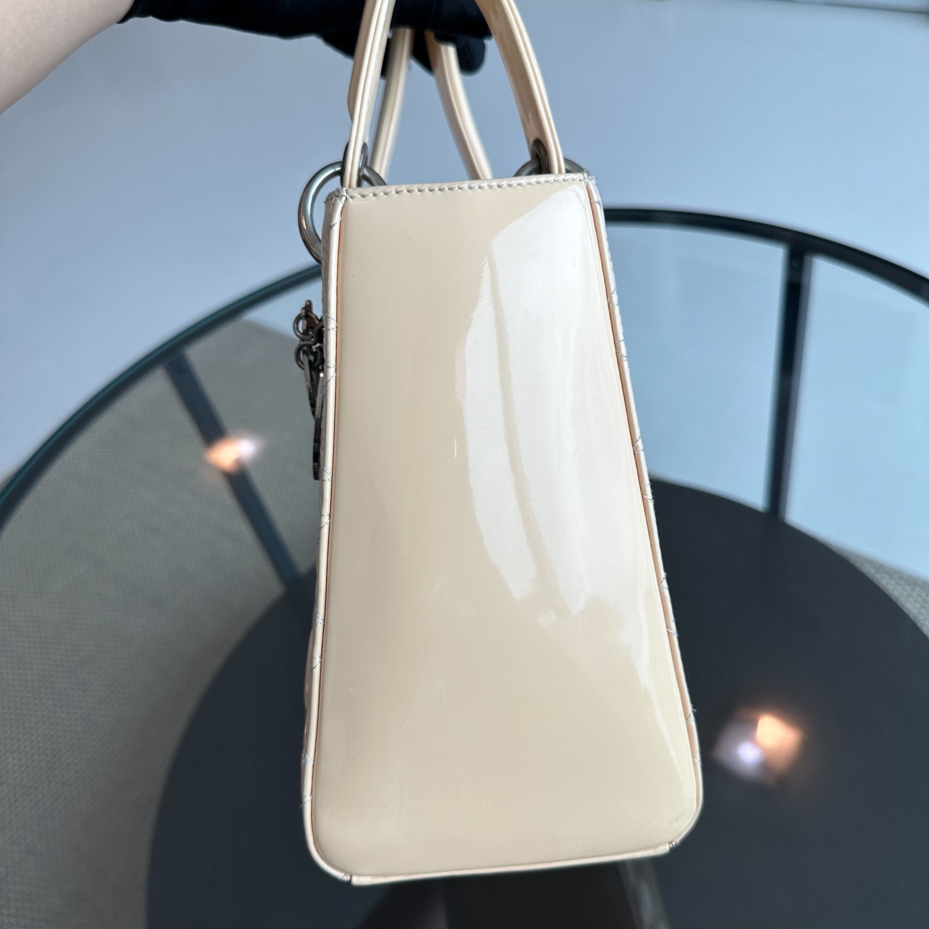 Lady Medium Patent Leather Beige SHW