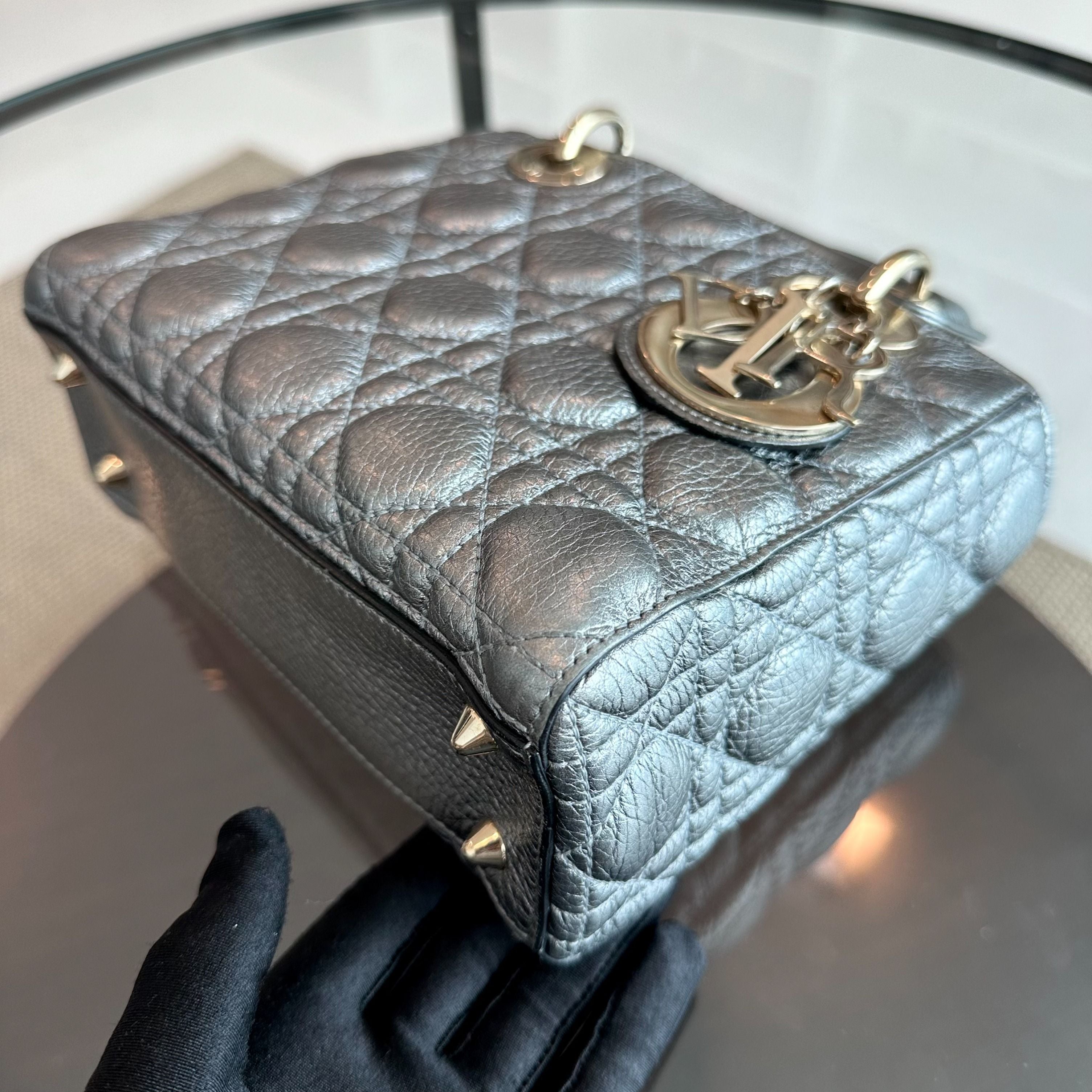 Lady Small Grained Calfskin Metallic Gunmetal GHW