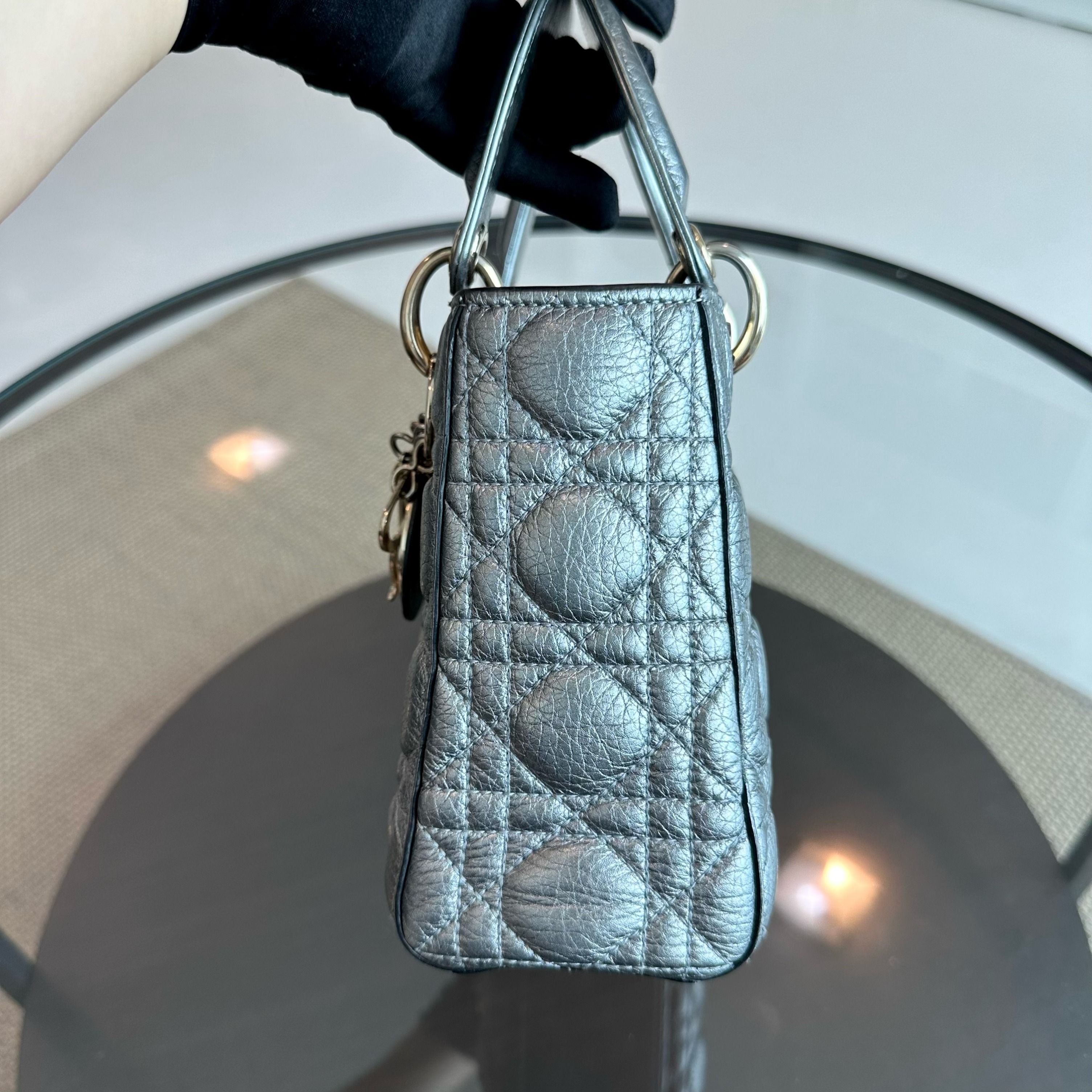 Lady Small Grained Calfskin Metallic Gunmetal GHW