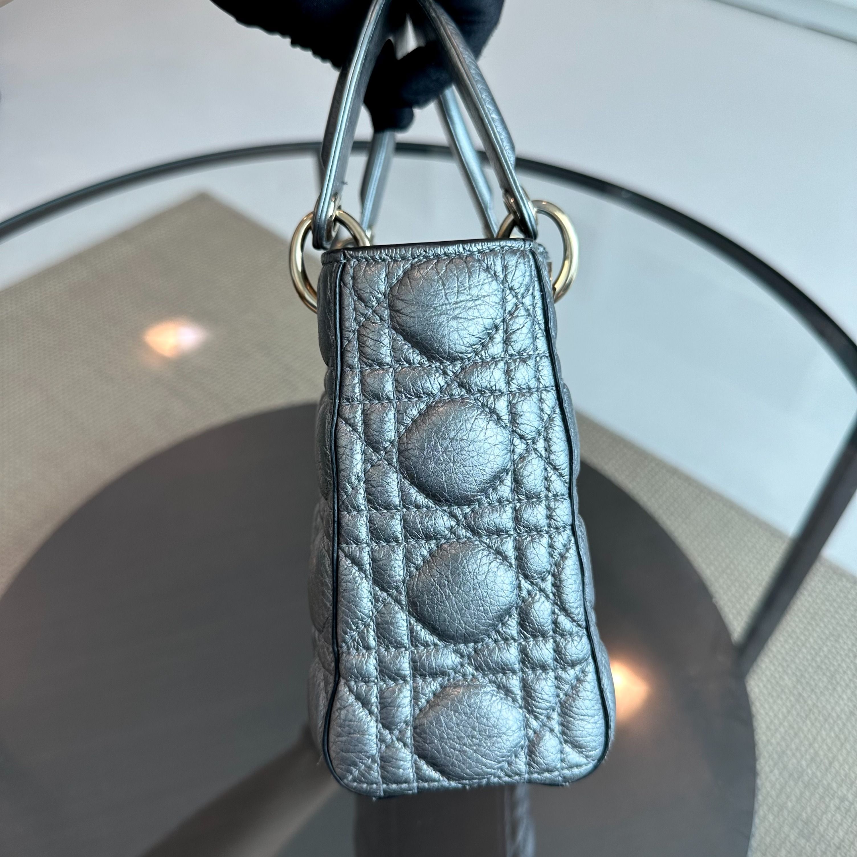 Lady Small Grained Calfskin Metallic Gunmetal GHW