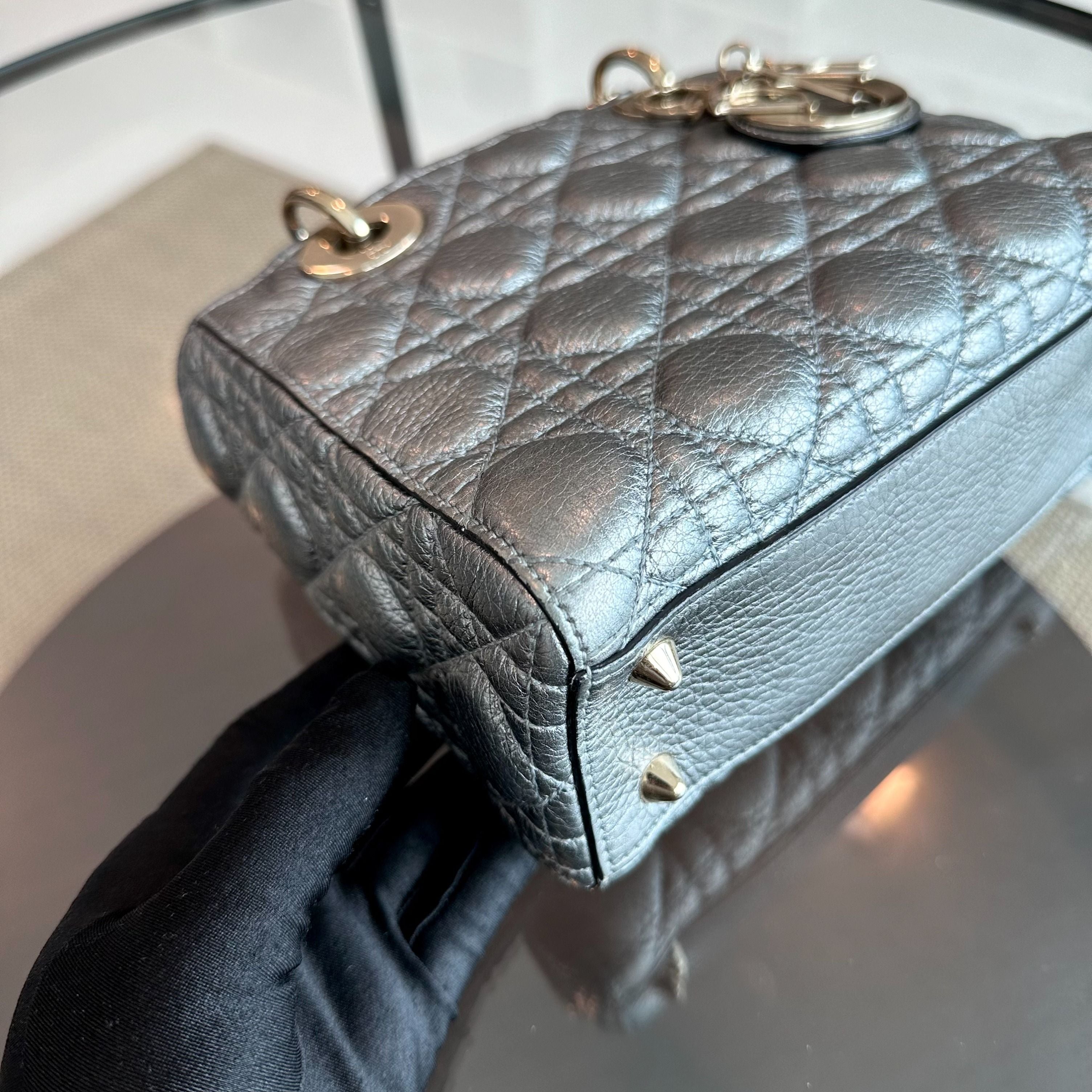 Lady Small Grained Calfskin Metallic Gunmetal GHW