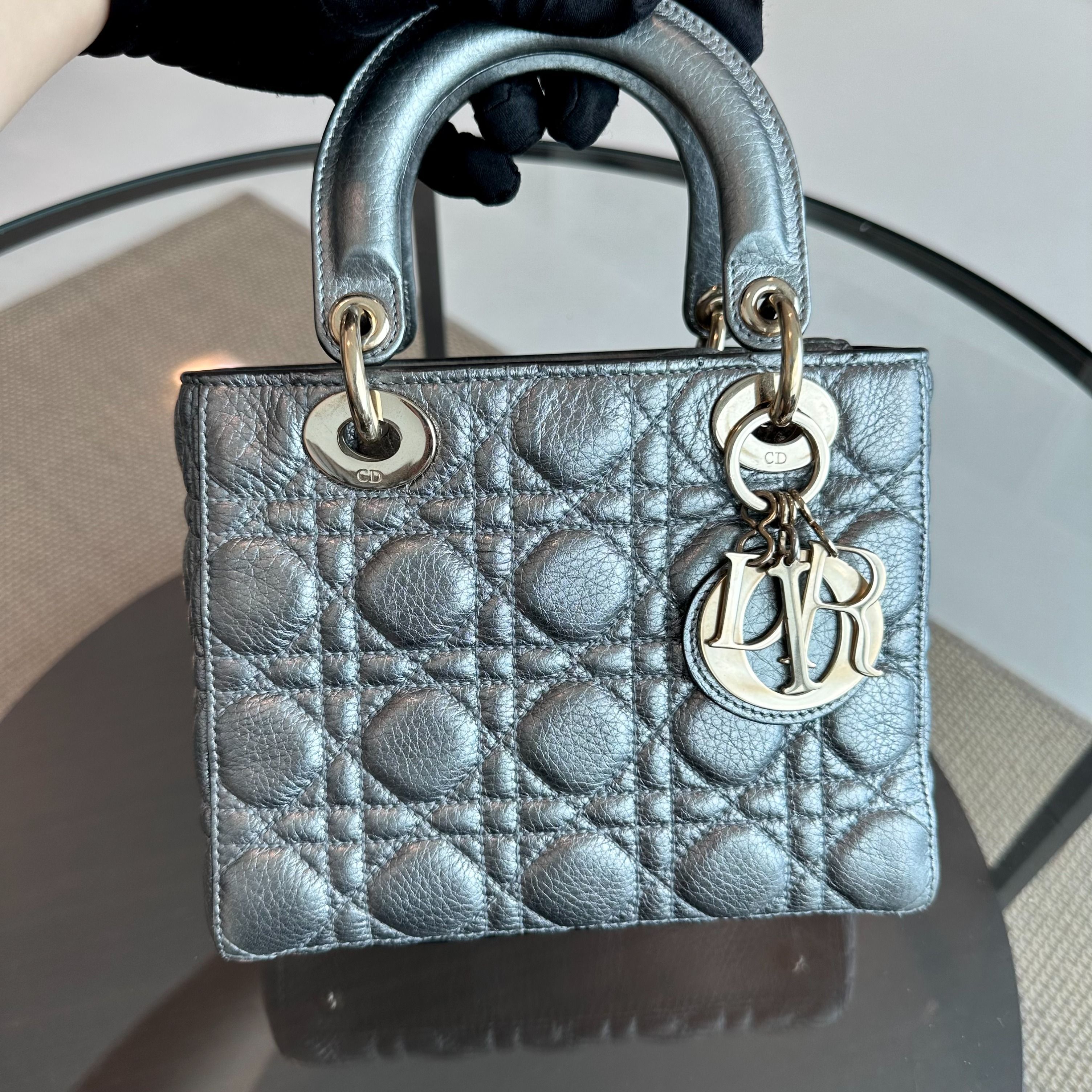 Lady Small Grained Calfskin Metallic Gunmetal GHW