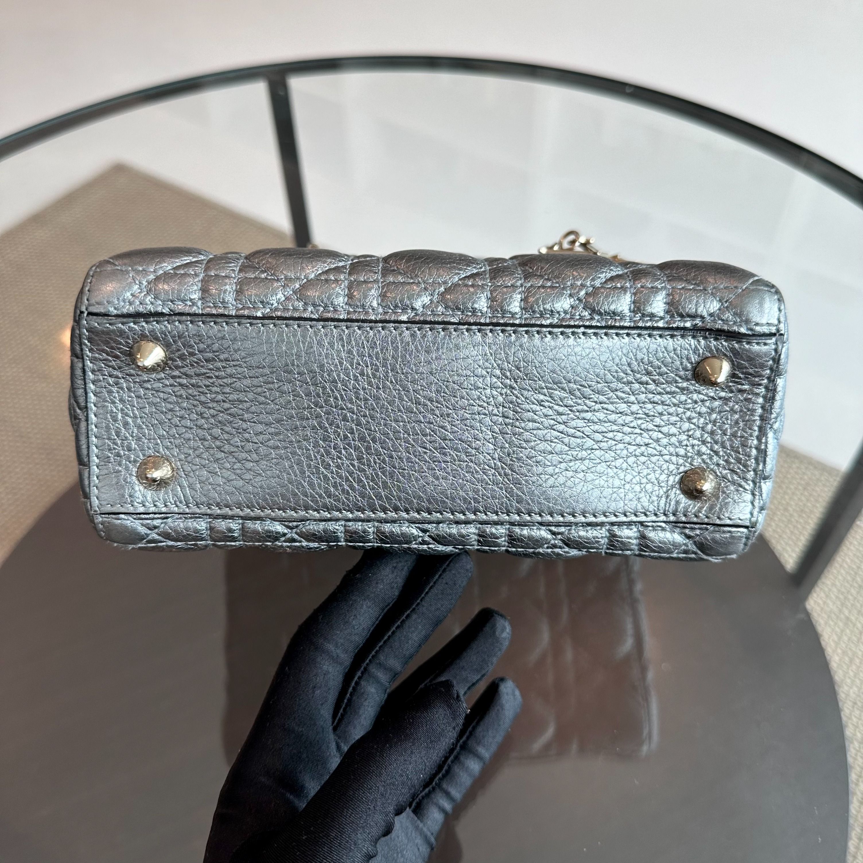 Lady Small Grained Calfskin Metallic Gunmetal GHW