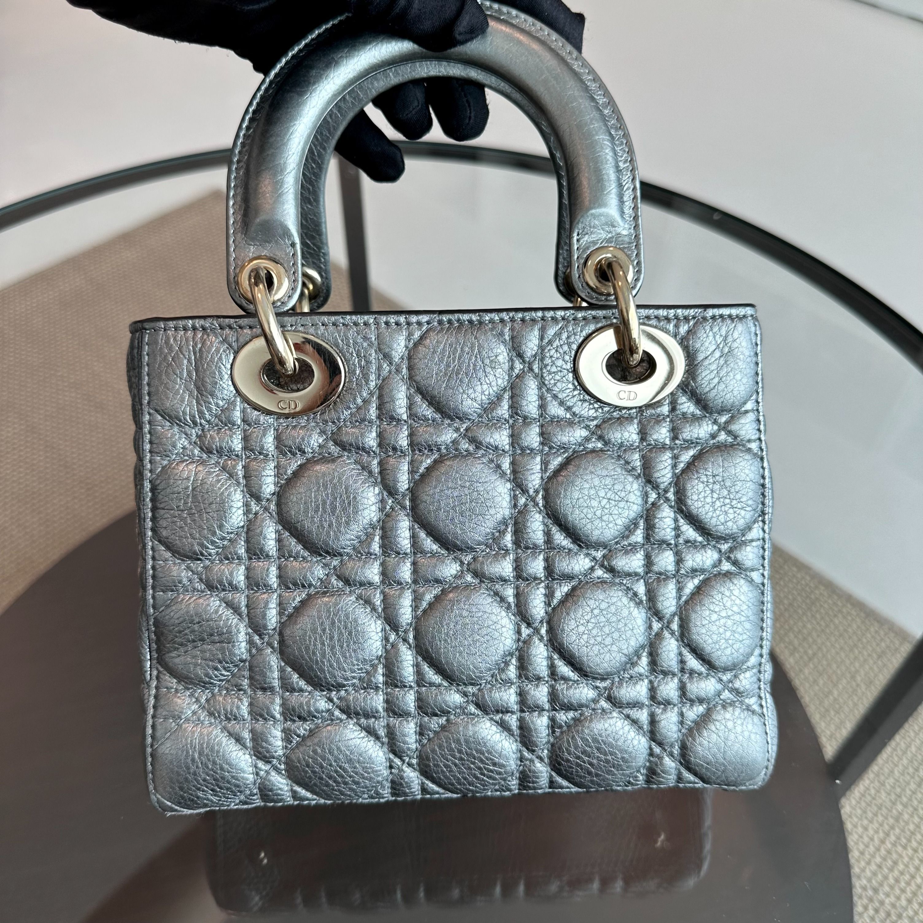 Lady Small Grained Calfskin Metallic Gunmetal GHW