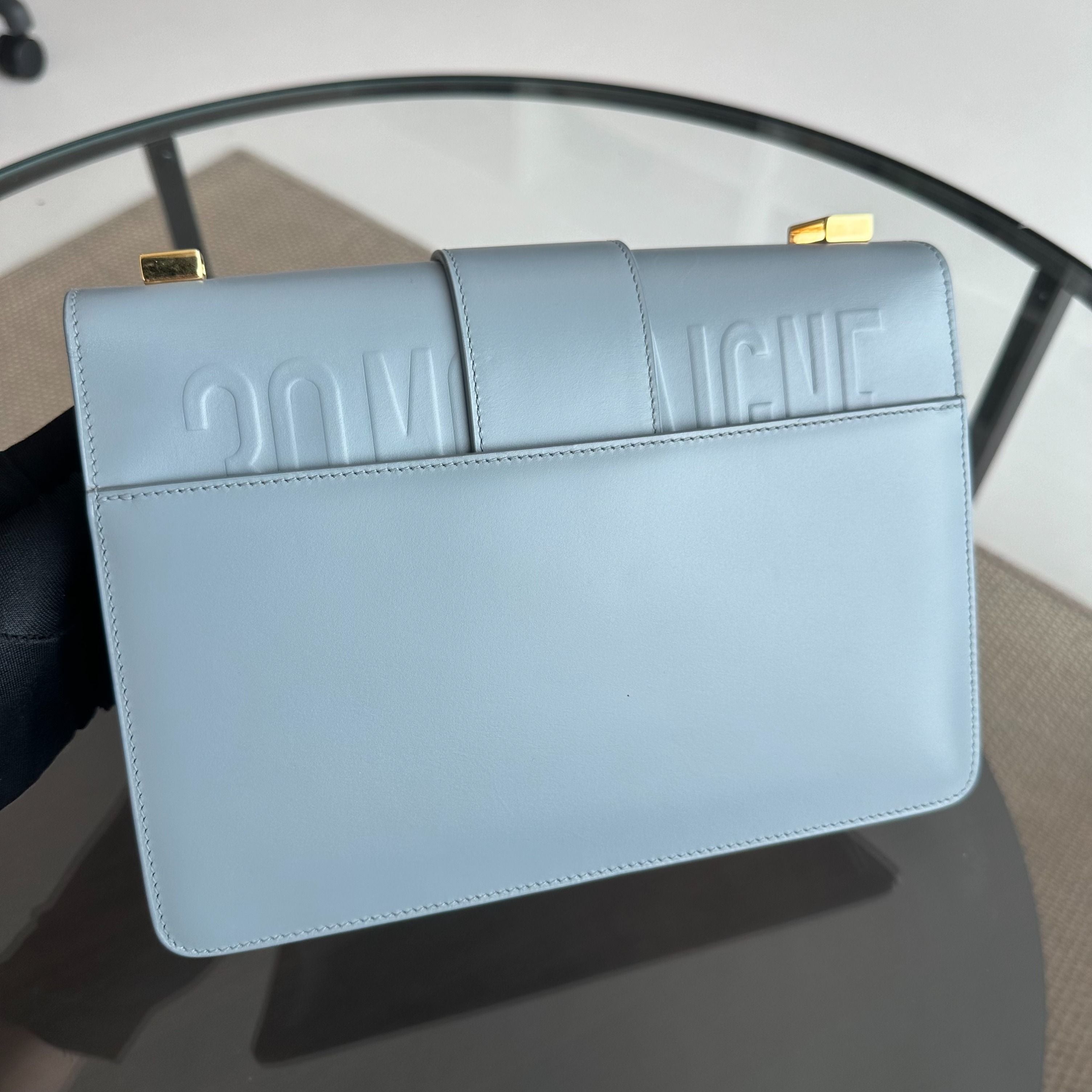 Montaigne 30 Calfskin Medium Haze Blue Shoulder Bag