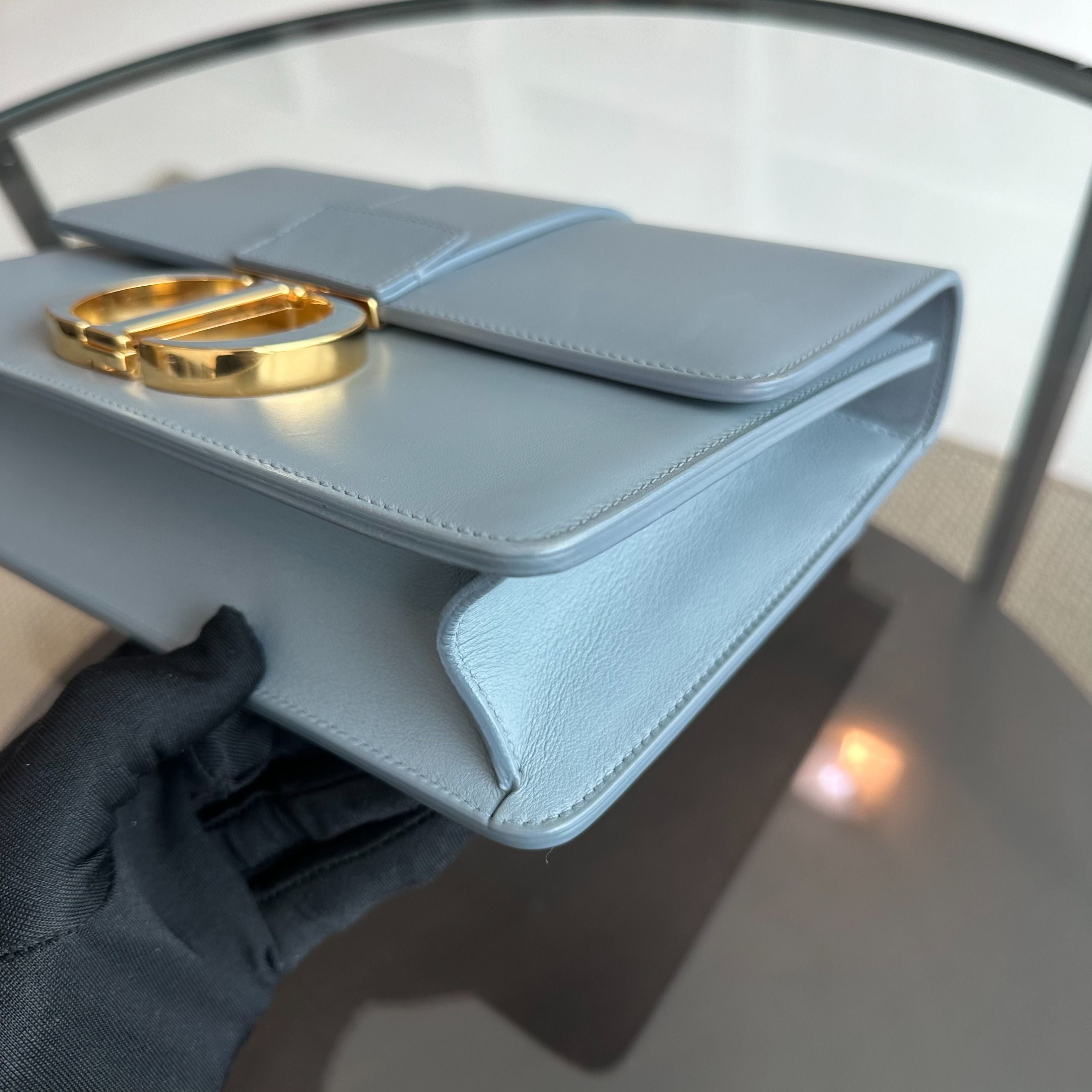 Montaigne 30 Calfskin Medium Haze Blue Shoulder Bag