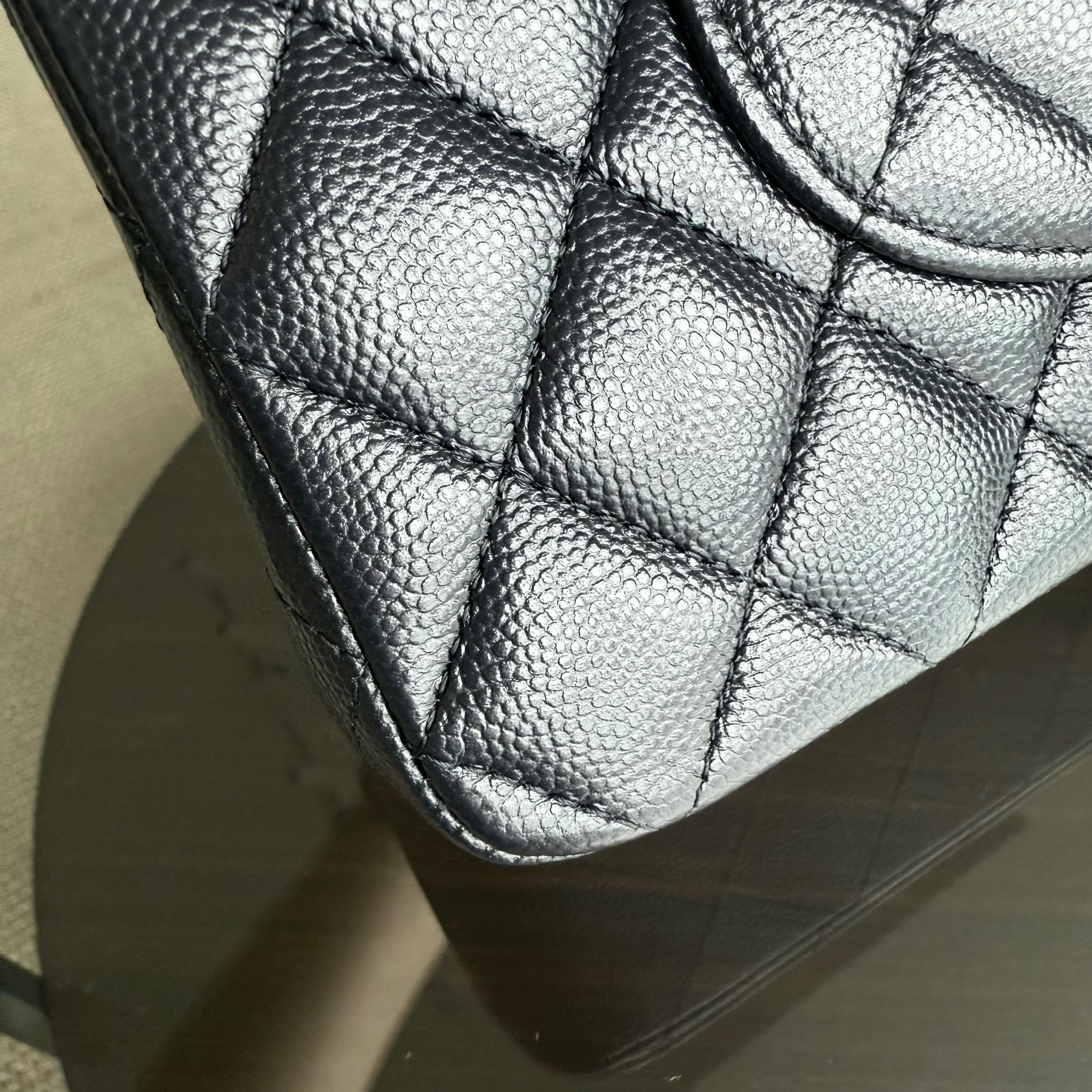 Chanel Classic Flap Medium - Caviar 25CM Quilted Mid-night Dark Blue Gold Hardware Series 28