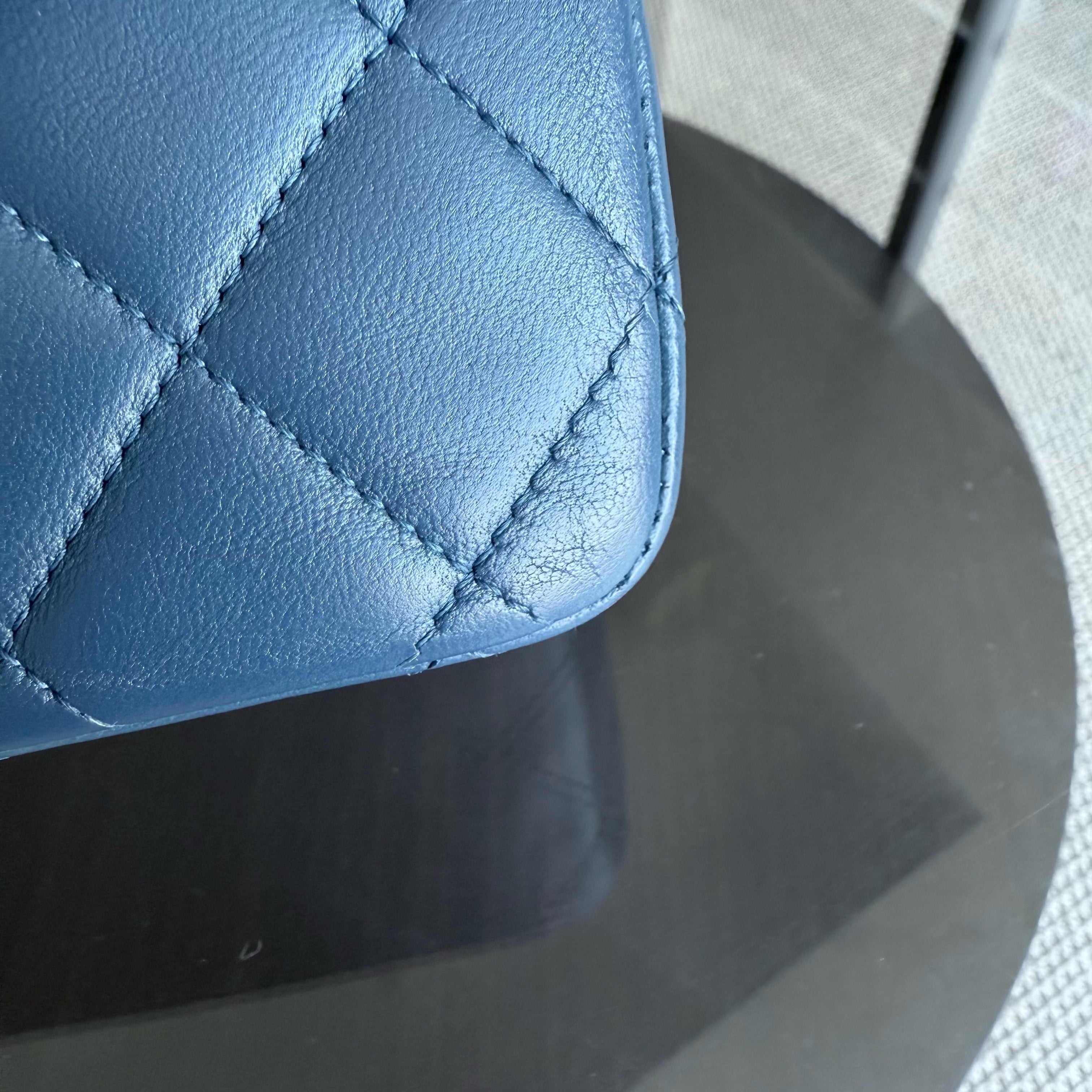 Chanel Classic Flap Medium - 25CM Quilted Lambskin Blue Gold Hardware Series 13