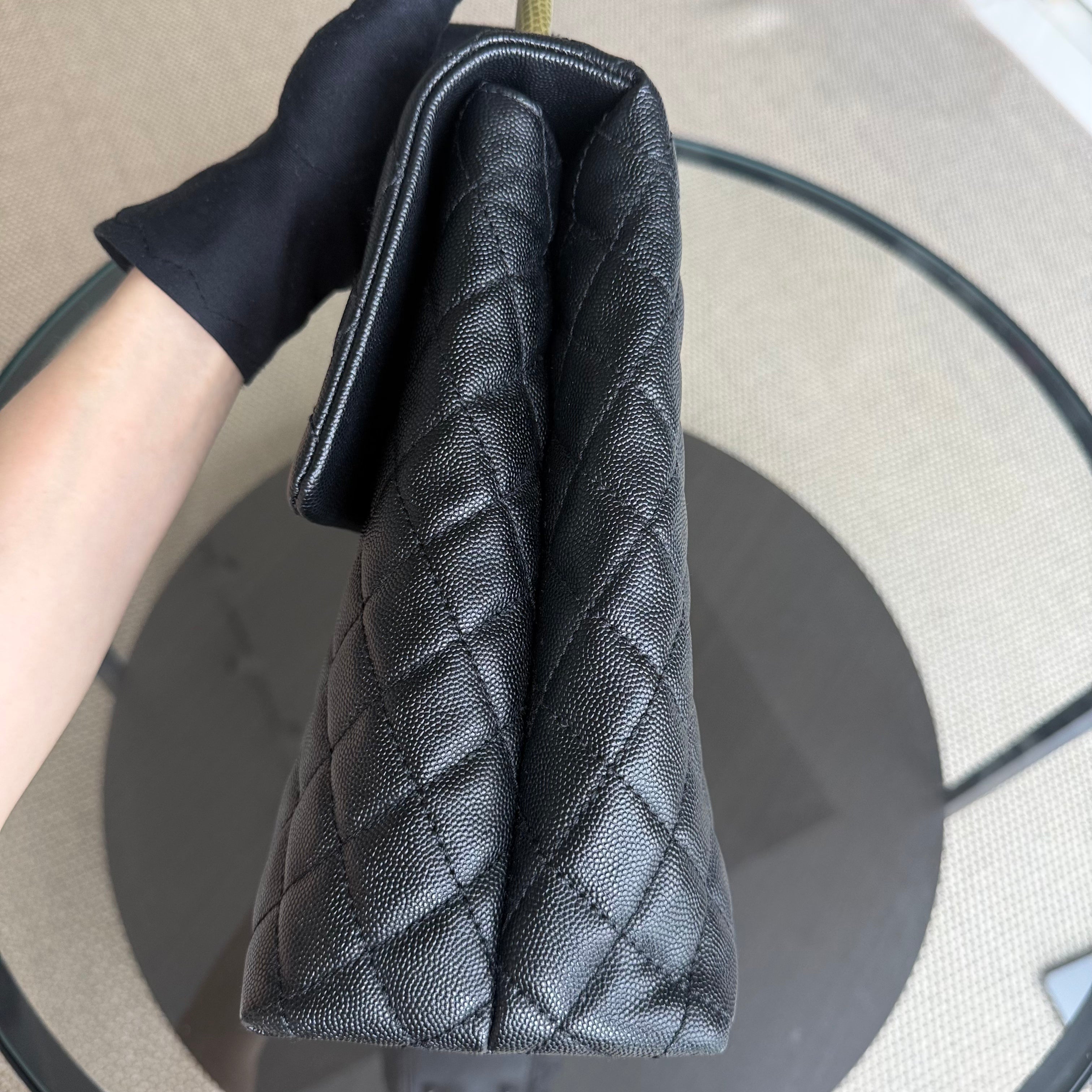 Chanel Coco Handle Large - Caviar 34CM Quilted Black Ruthenium Silver Hardware Series 23
