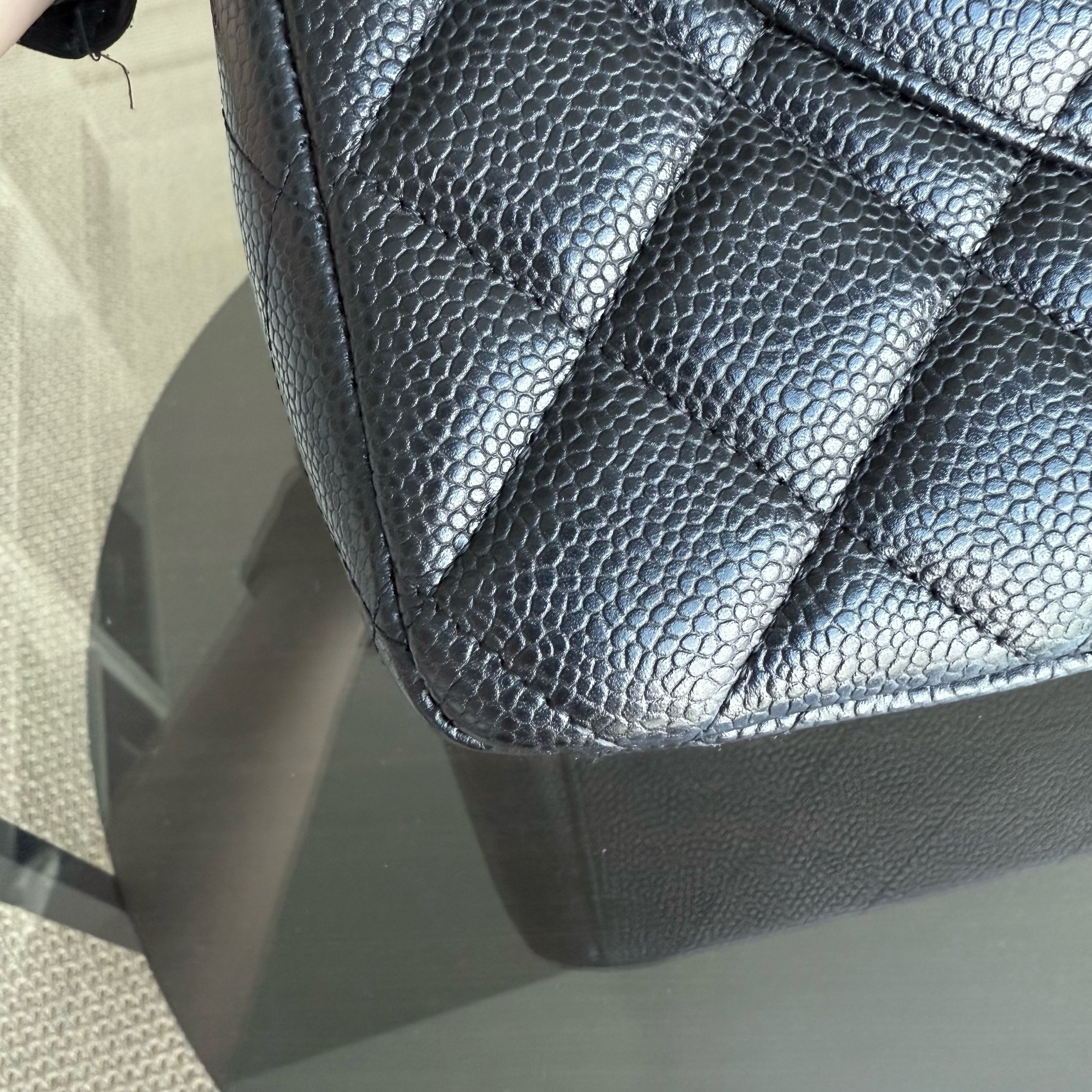 Chanel Classic Flap Maxi - Caviar Double Flap 33CM Quilted Black Silver Hardware Series 15