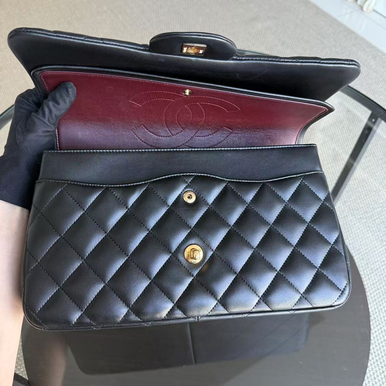 Chanel Classic Flap Jumbo - Double Flap 30CM Lambskin Quilted Black Gold Hardware