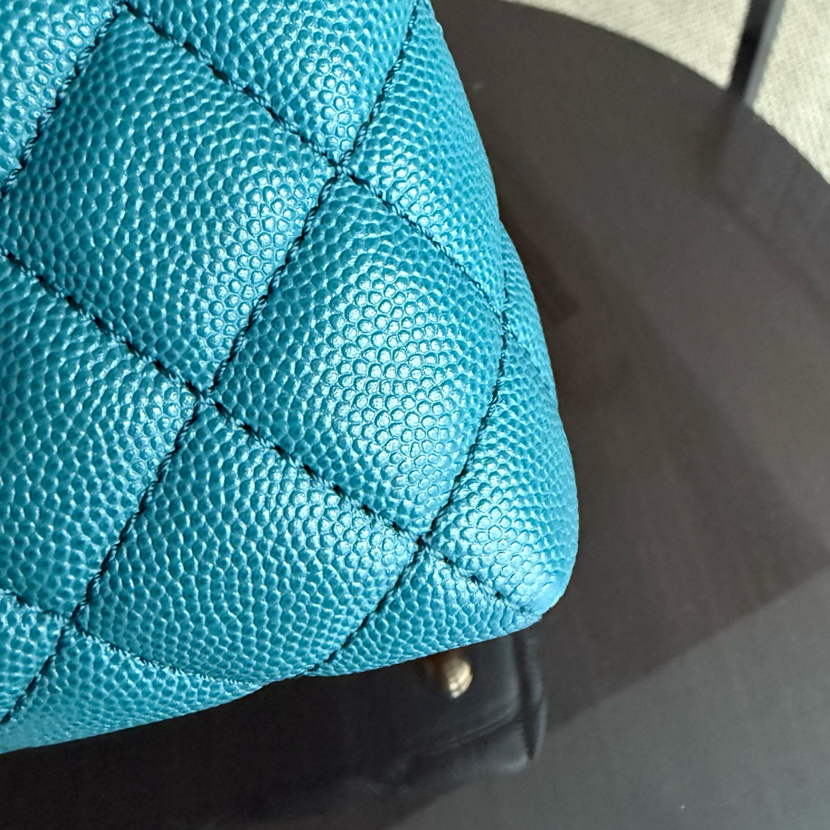 Chanel Coco Handle Small - Caviar Quilted Blue Gold Hardware Series 28