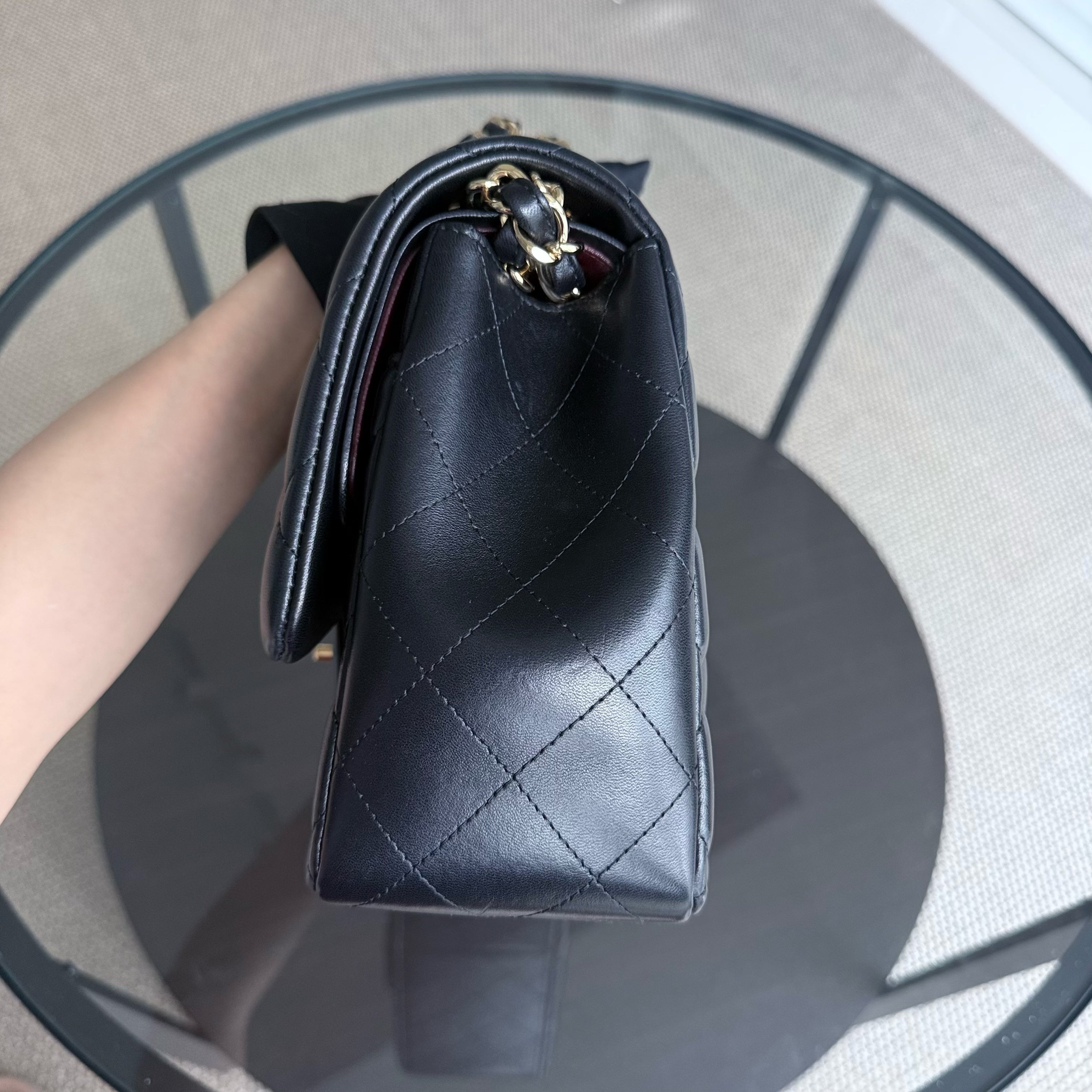 Chanel Classic Flap Jumbo - Double Flap 30CM Quilted Lambskin Black Gold Hardware Series 16