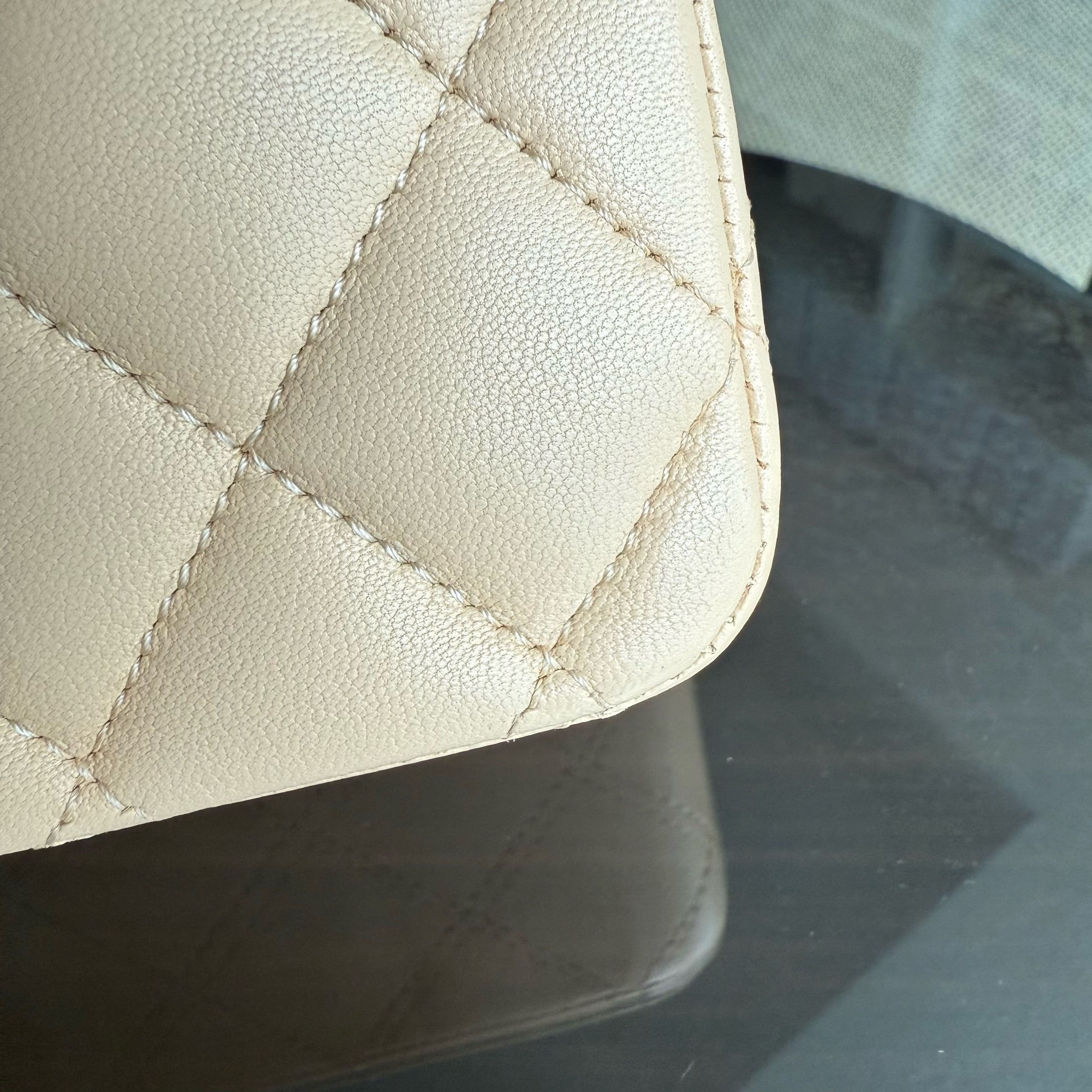 Chanel Classic Flap Medium - 25CM Quilted Lambskin Beige Gold Hardware Series 17