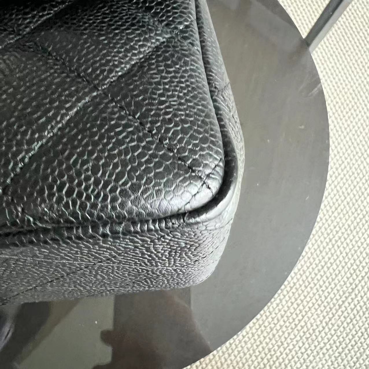 Chanel Classic Flap Jumbo - Caviar Singel Flap Quilted Calfskin Black Silver Hardware Series 13