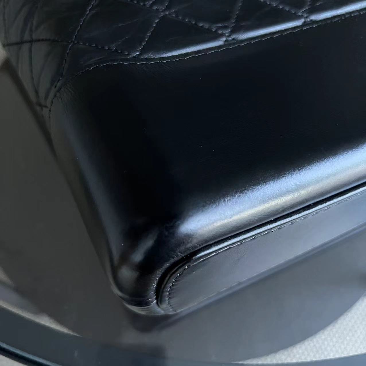 Gabrielle Large Quilted Calfskin Black Two-tone Golden Hardware Series 26