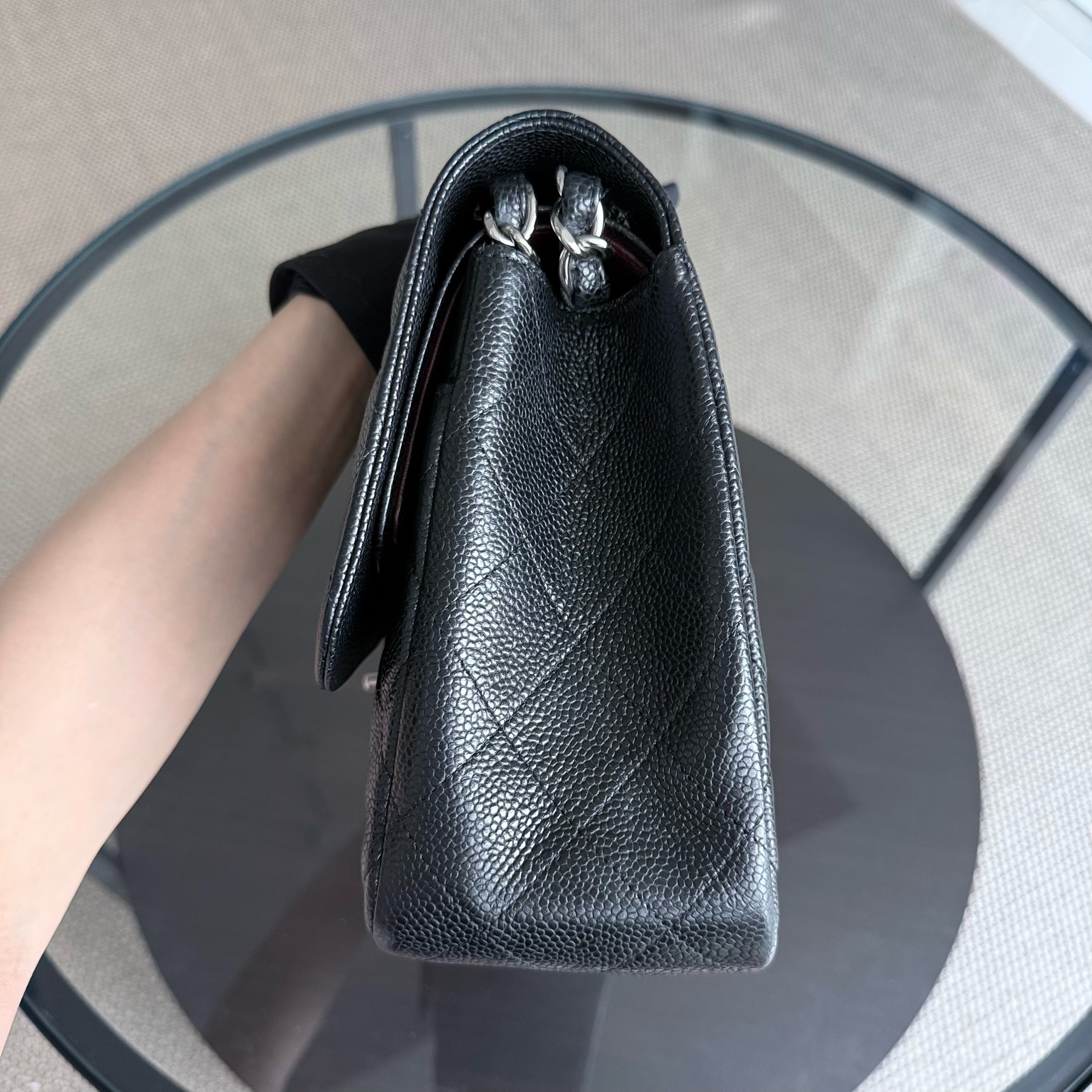 Chanel Classic Flap Jumbo - Double Flap Caviar 30CM Quilted Black Silver Hardware Series 16