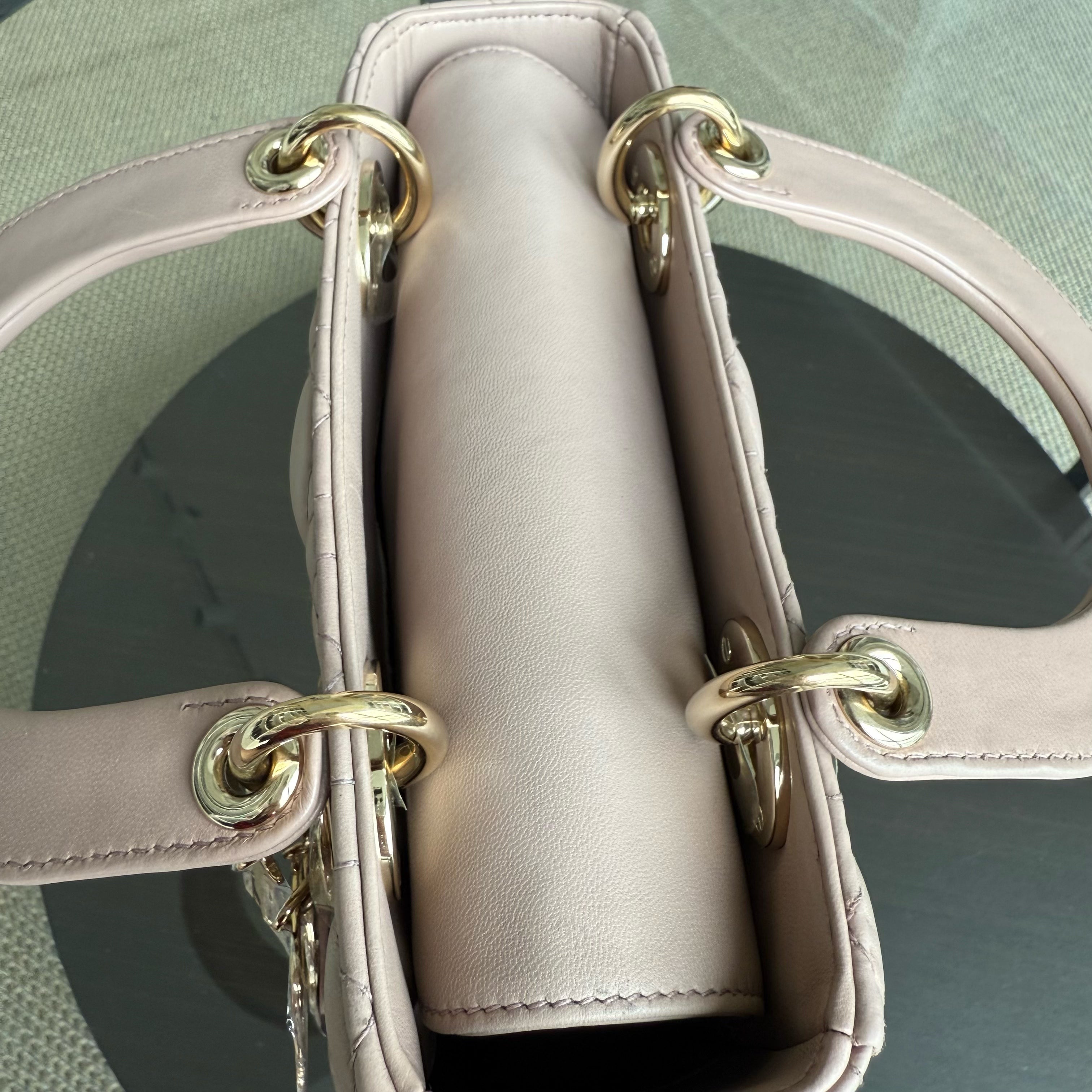 Dior Lady Small - Cannage Lambskin Light Pink Blush Gold Hardware