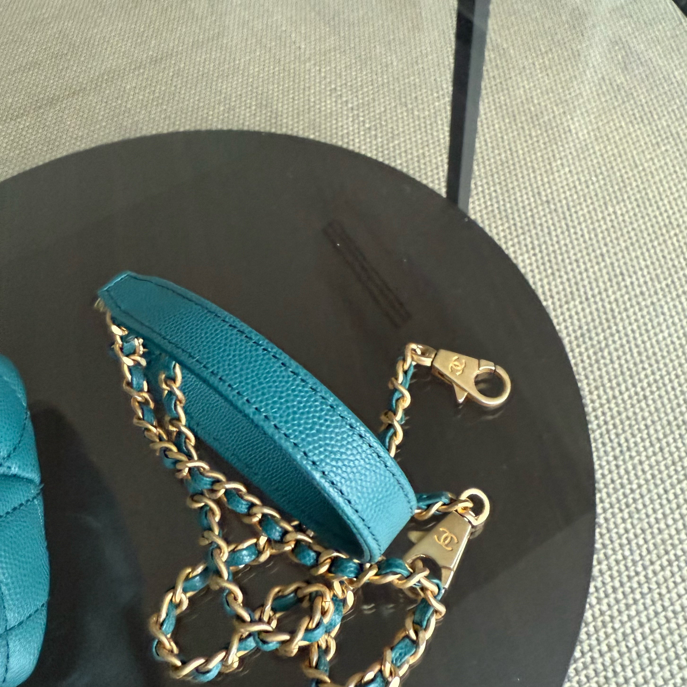 Chanel Coco Handle Small - Caviar Quilted Blue Gold Hardware Series 28