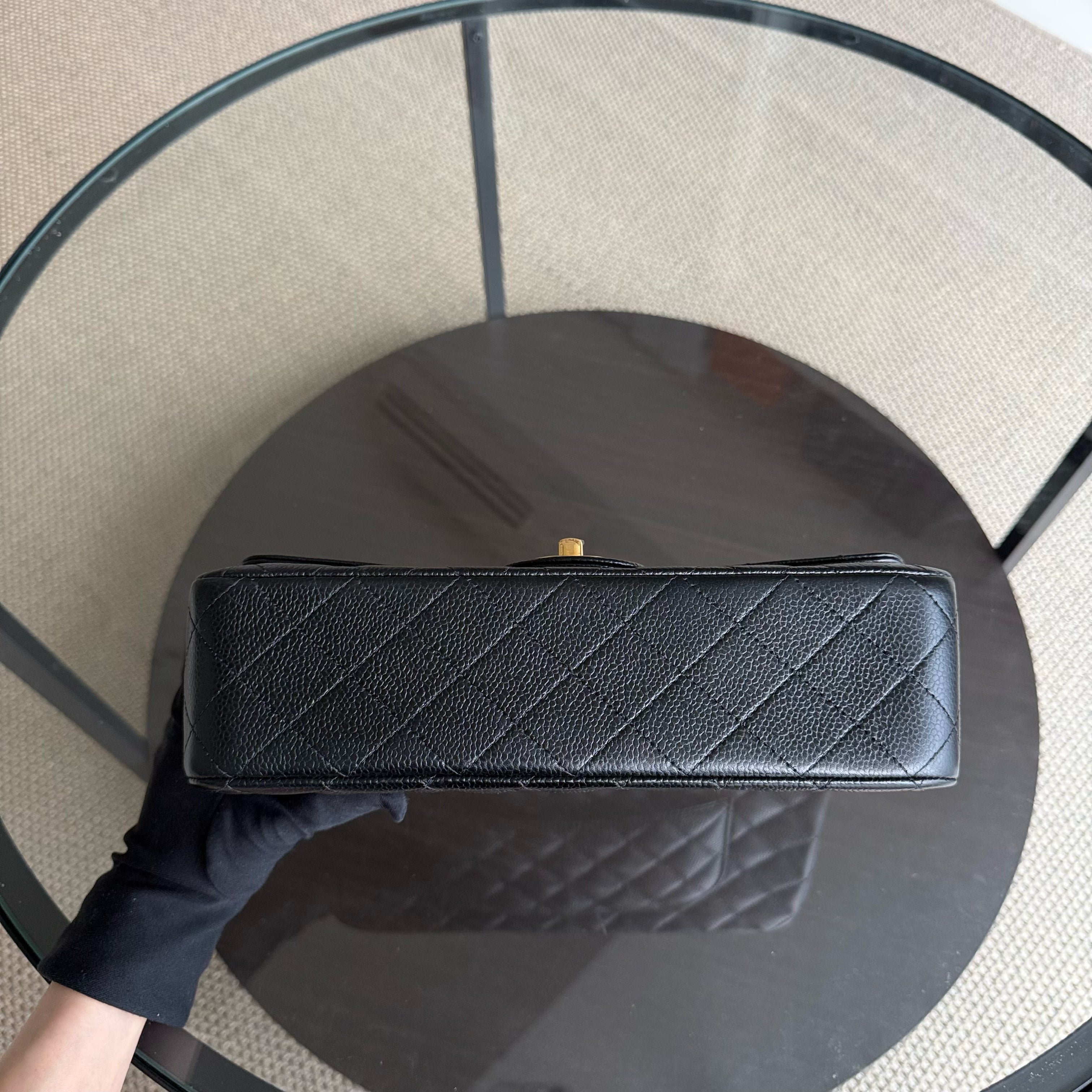 Chanel Classic Flap Medium - Caviar 25CM Quilted Grained Calfskin Black Gold Hardware Series 25