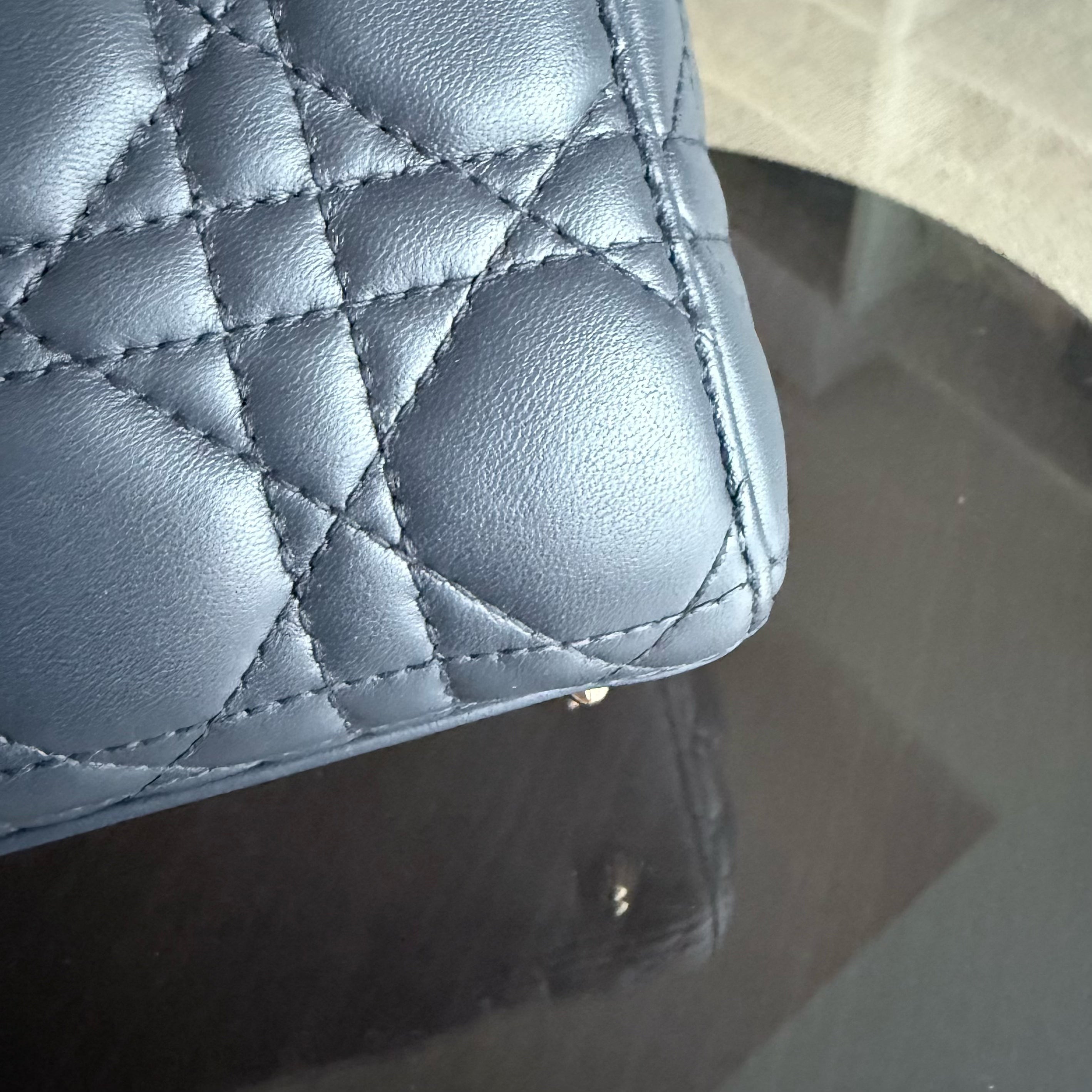 Dior Lady Small - Cannage Lambskin Dark Grey Gray Charcoal Gold Hardware