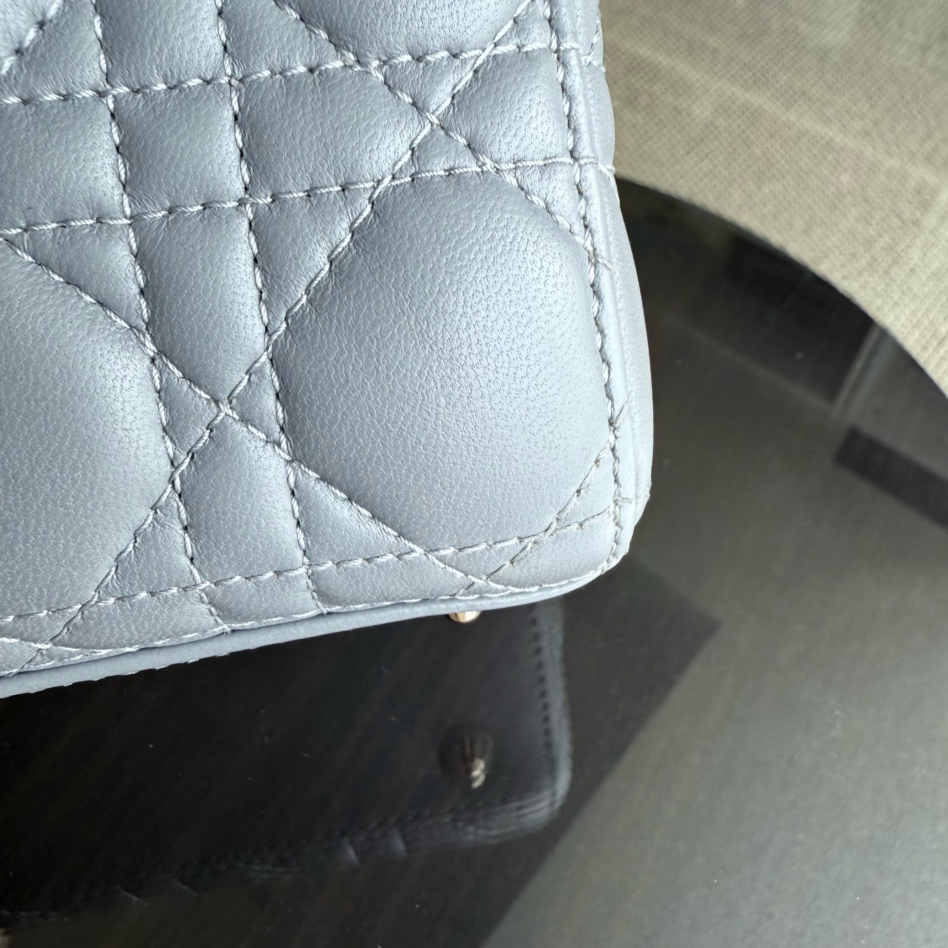 Dior Lady Flap ABC Small - Cannage Lambskin Grey Gray Gold Hardware MyABC
