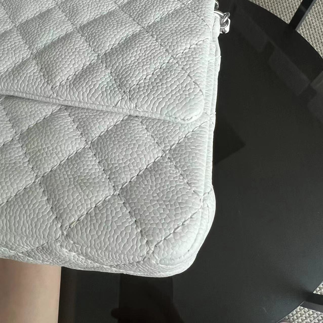 Chanel Classic Flap Medium - Caviar Calfskin White Silver Hardware Series 12
