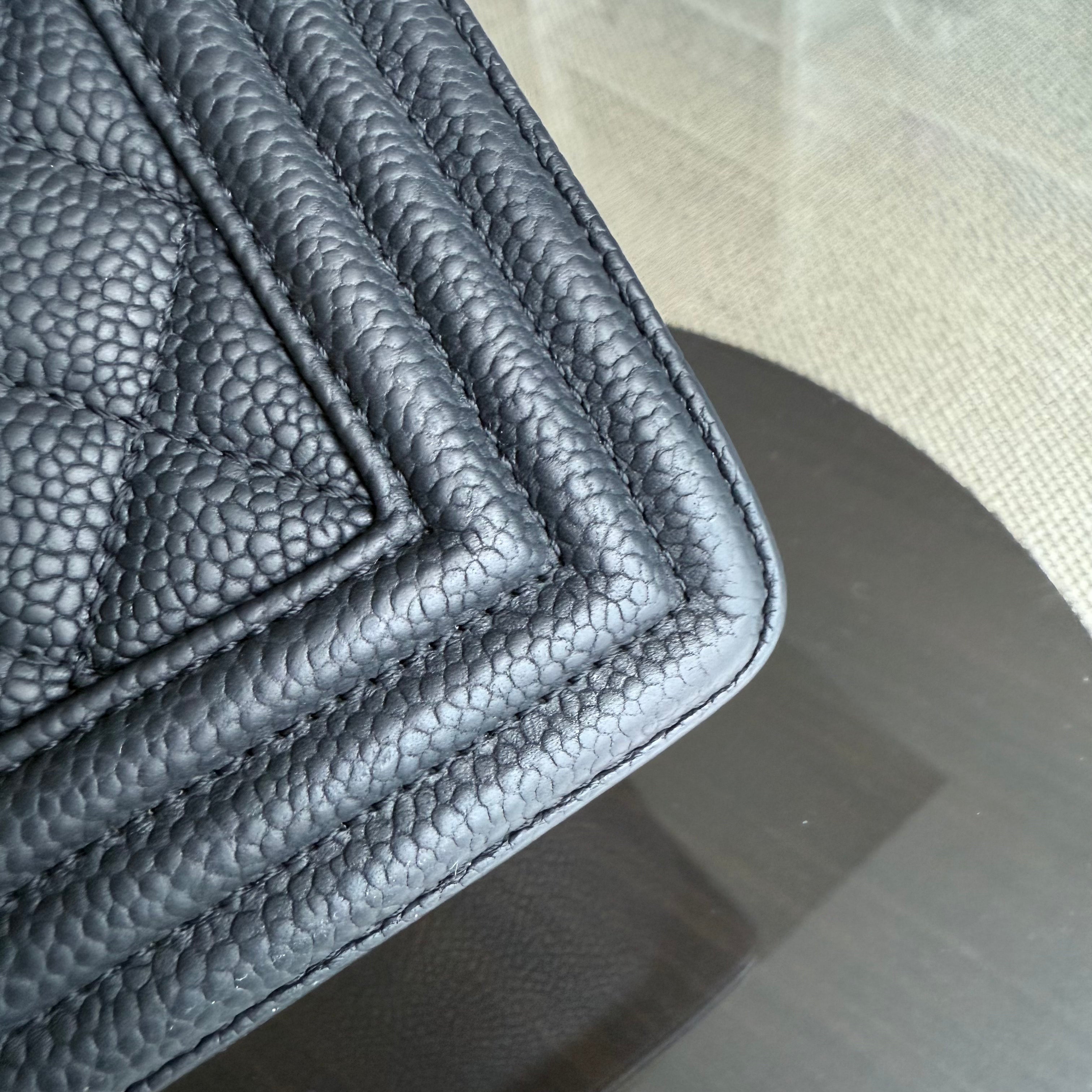 Chanel Boy Large - Caviar 30CM Quilted Black Silver Hardware Series 17