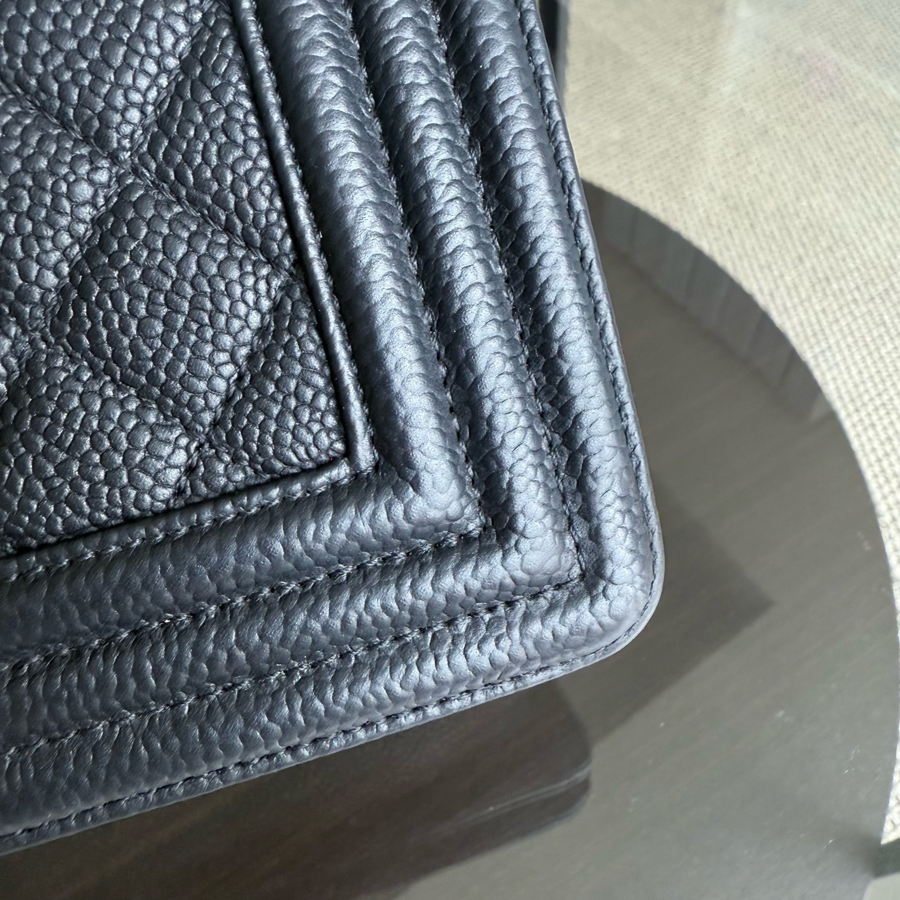 Chanel Boy Medium - Caviar 25CM Quilted Black Silver Hardware Series 17