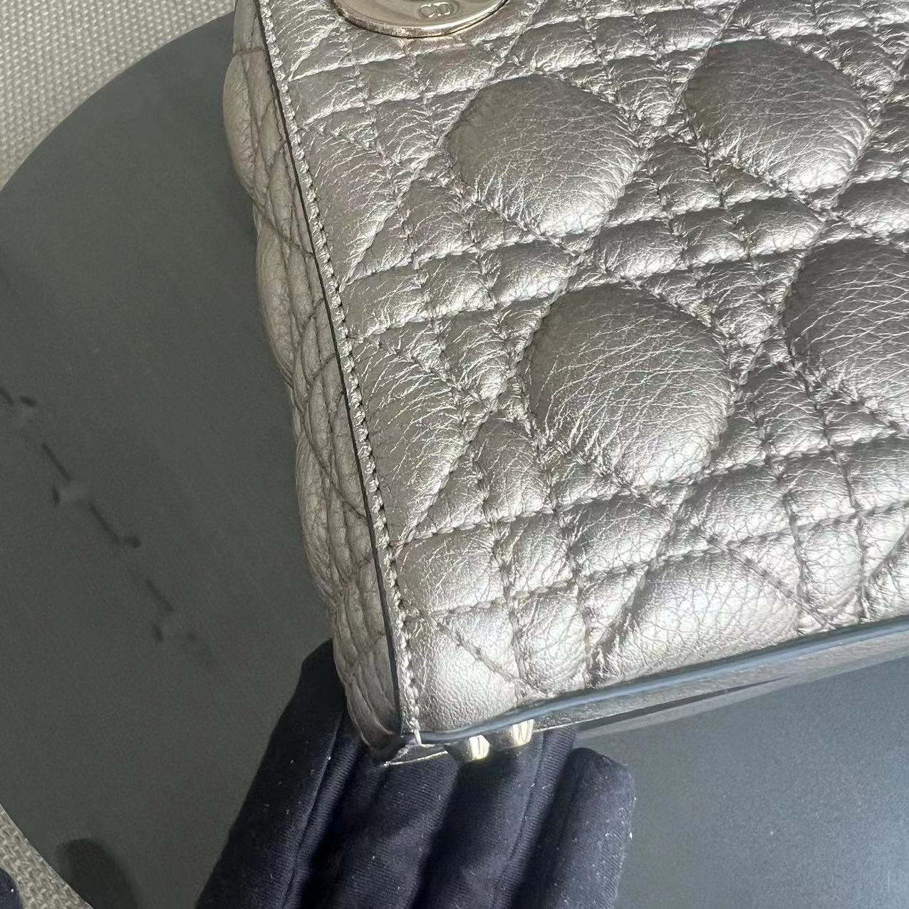 Dior Lady Mini - Cannage Calfskin Metallic Gold Golden Hardware