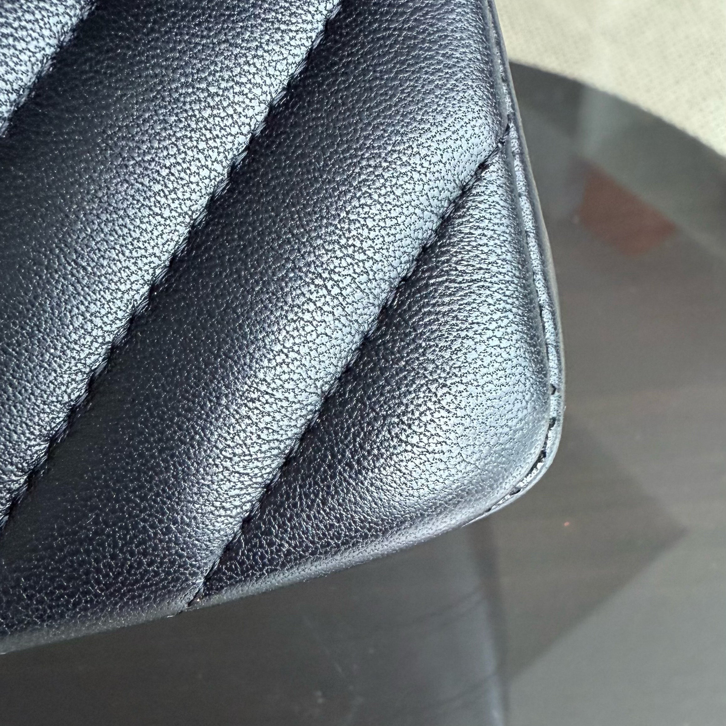 Chanel Classic Flap Medium - 25CM Chevron Lambskin Black Light Gold Hardware Series 27