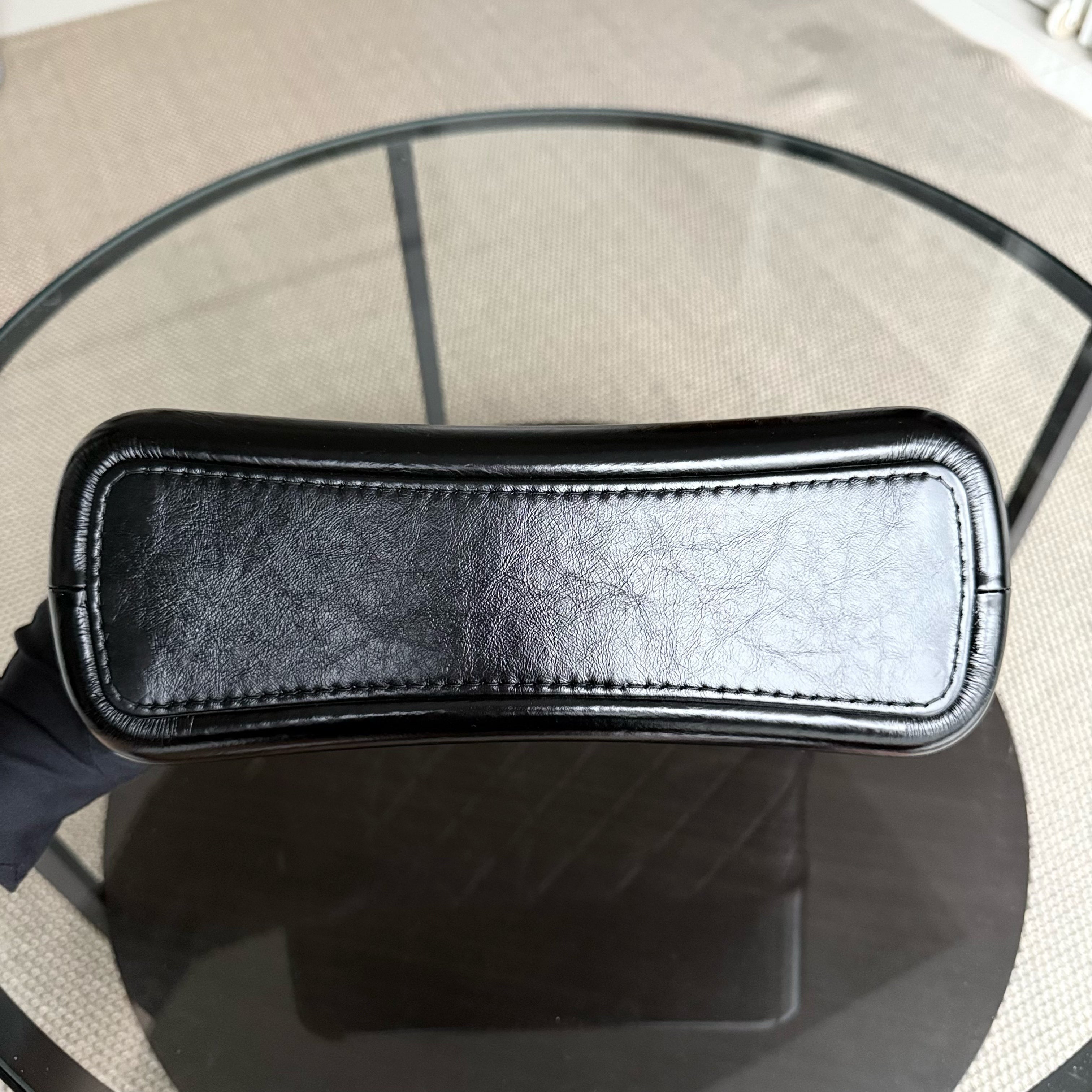 Chanel Gabrielle Medium - Quilted Aged Calfskin Black Two-tone Gold Hardware Series 25