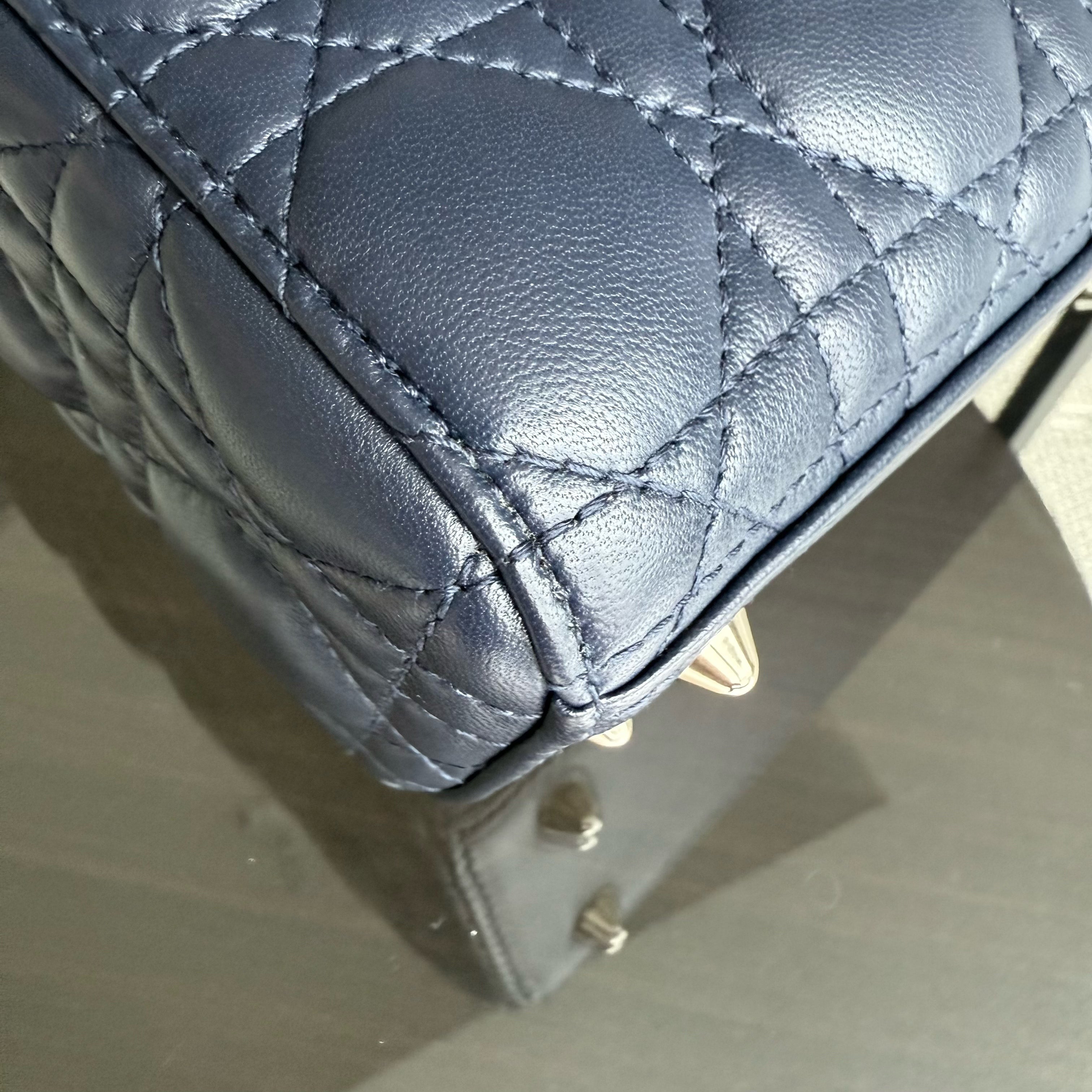 Dior Lady Small - Cannage Lambskin Dark Blue Gold Hardware