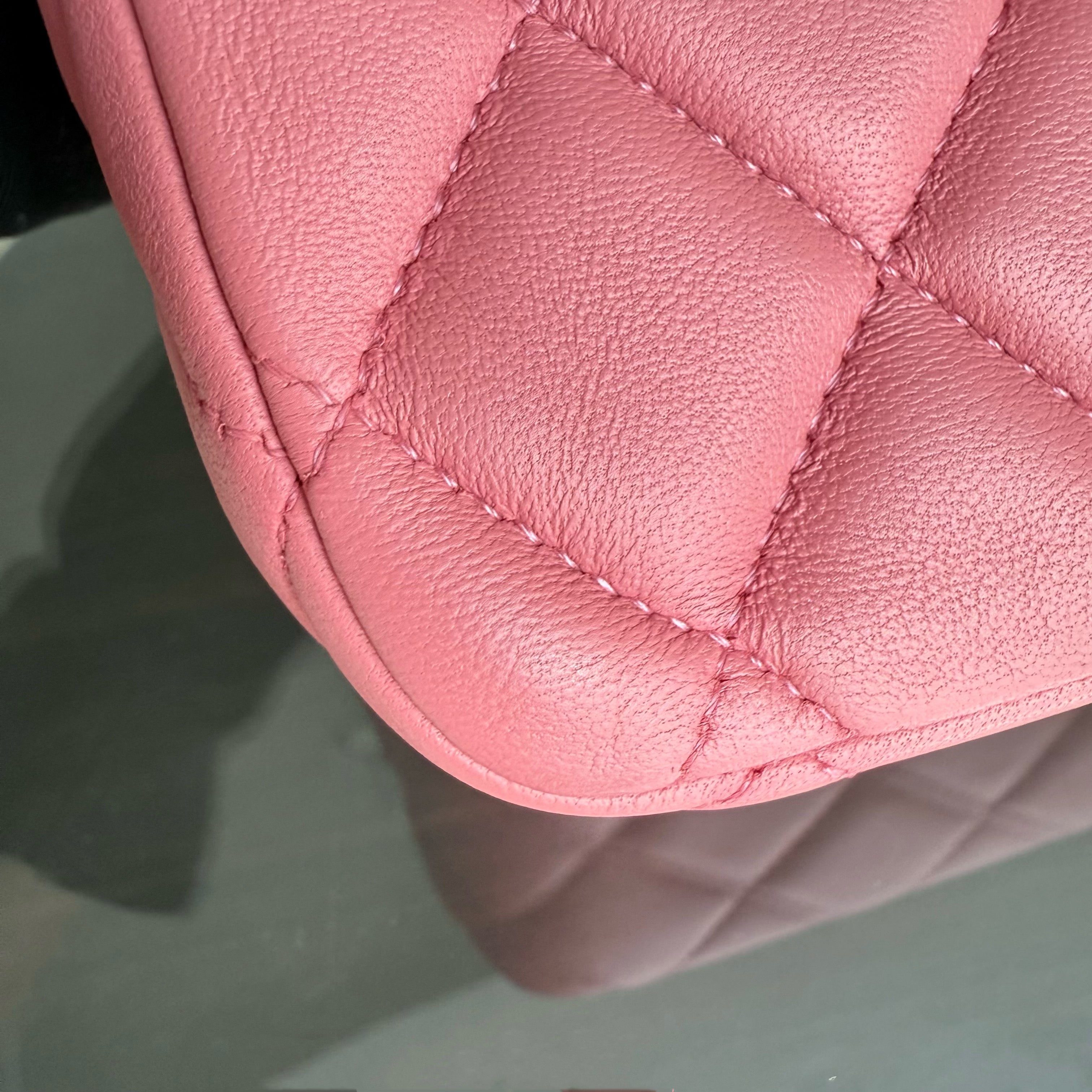 Chanel Classic Flap Medium Valentine Edition - 25CM Quilted Lambskin Sakura Pink Gold Hardware Series 19