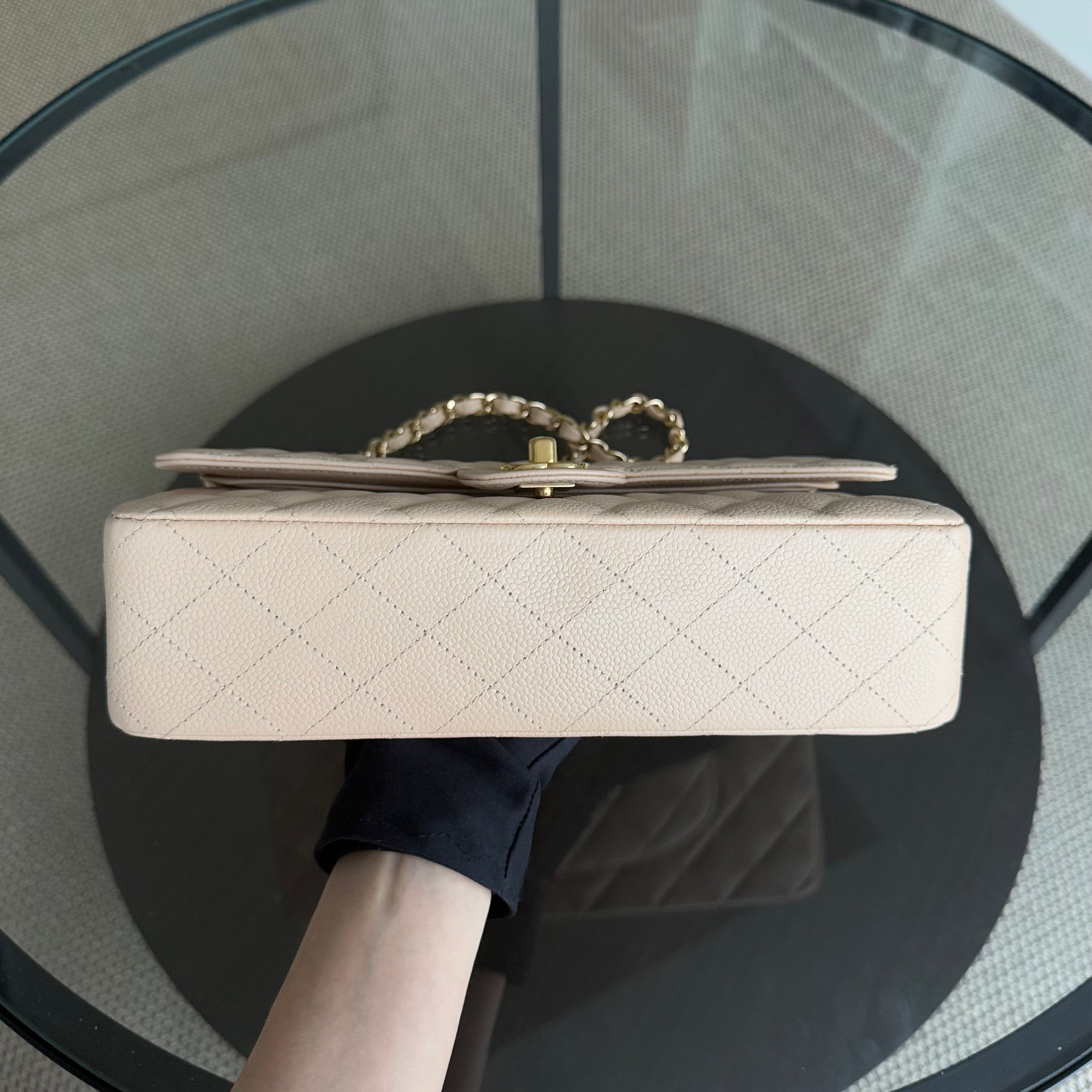 Chanel Classic Flap Medium - Caviar 25CM Quilted Beige Gold Hardware Series 13