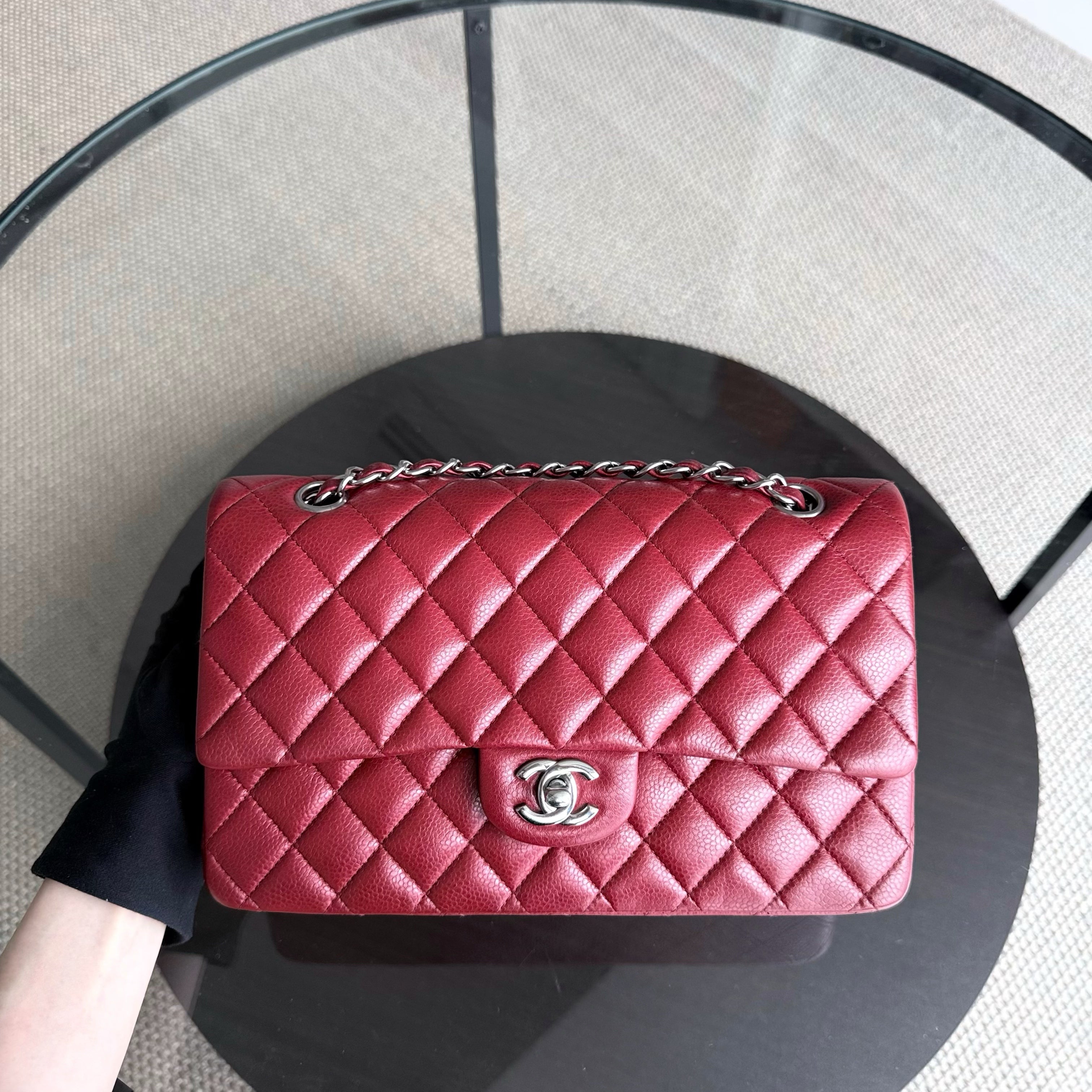 Chanel Classic Flap Medium - Caviar 25CM Quilted Grained Calfskin Red Silver Hardware Series 16