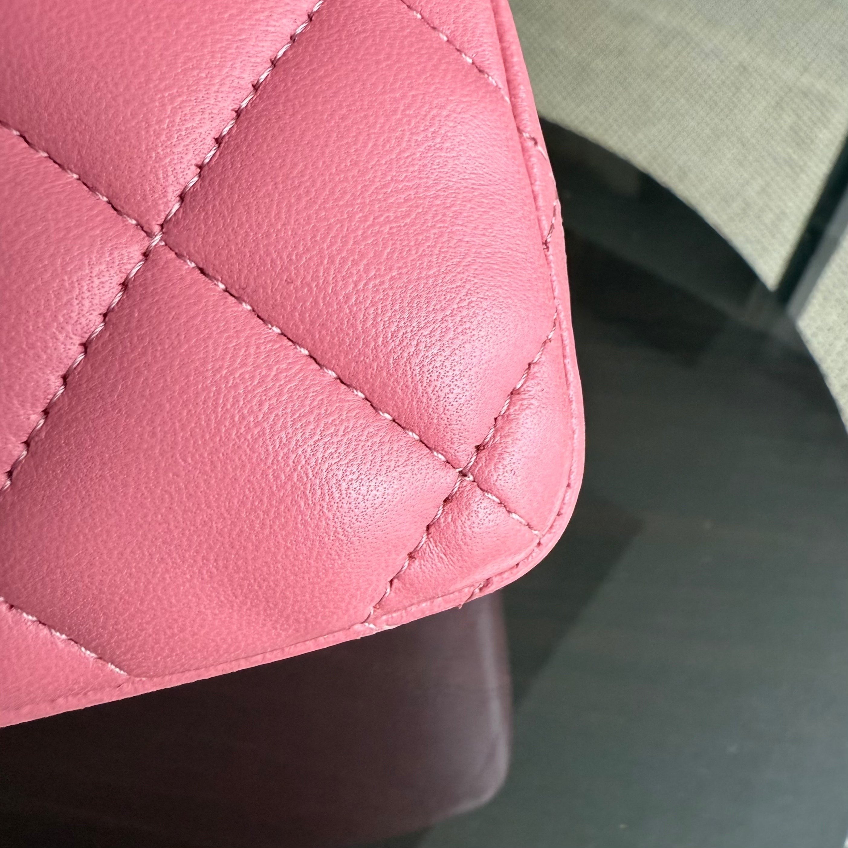 Chanel Classic Flap Jumbo - Double Flap 30CM Quilted Lambskin Sakura Pink Silver Hardware