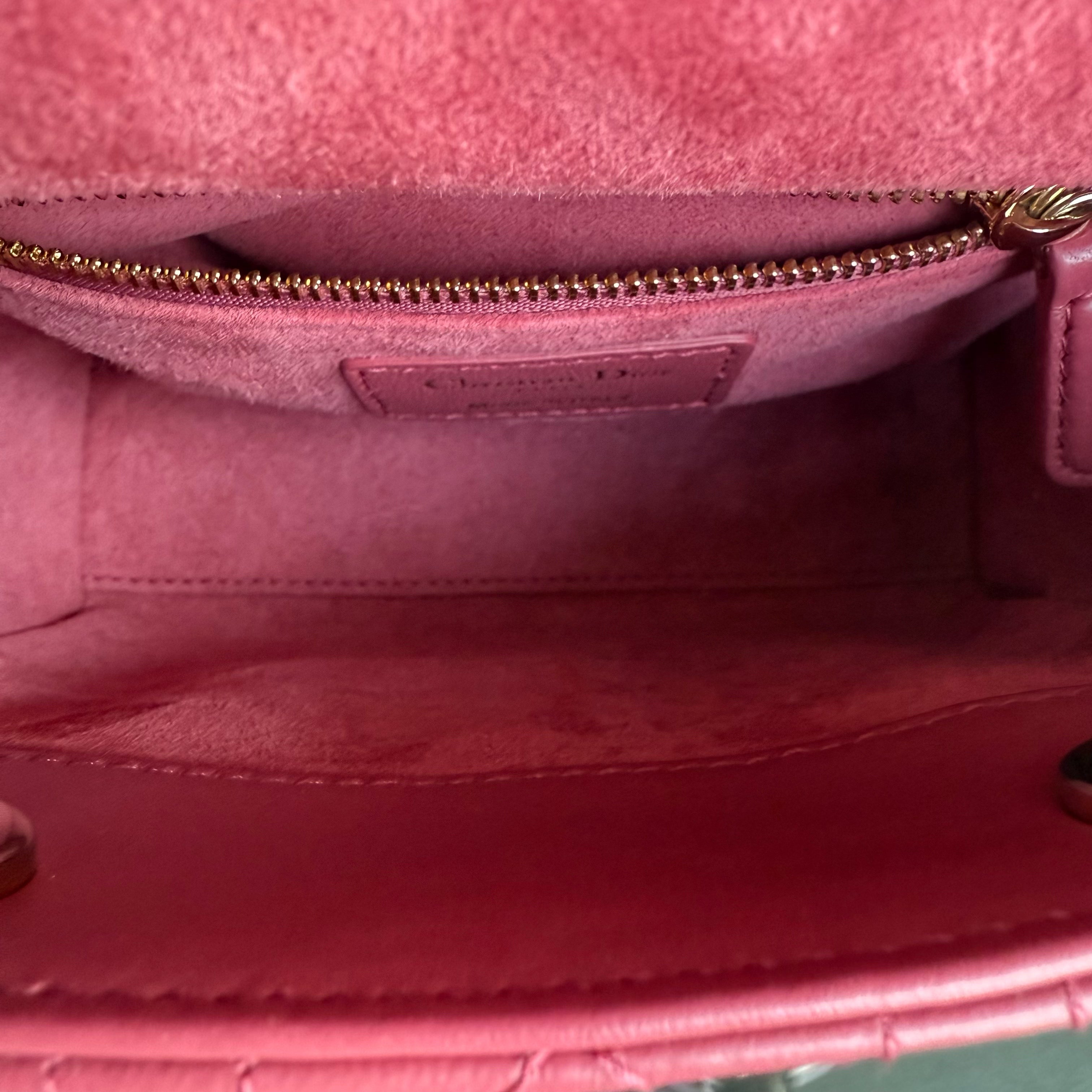 Dior Lady Mini - New Version All Pink Cannage Flap Bag Gold Hardware