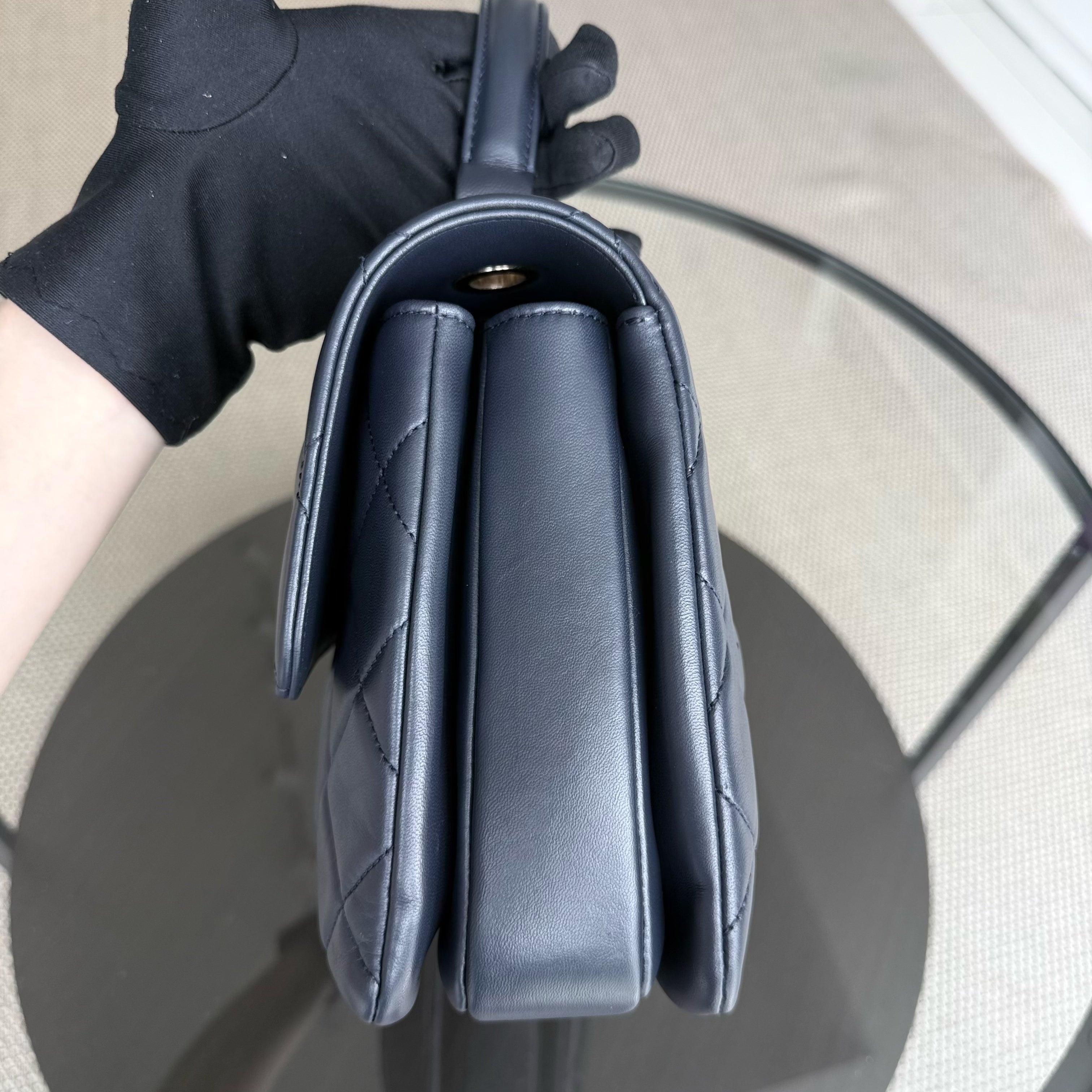 Chanel Trendy CC Large - Quilted Lambskin 30CM Navy Blue Gold Hardware Series 24