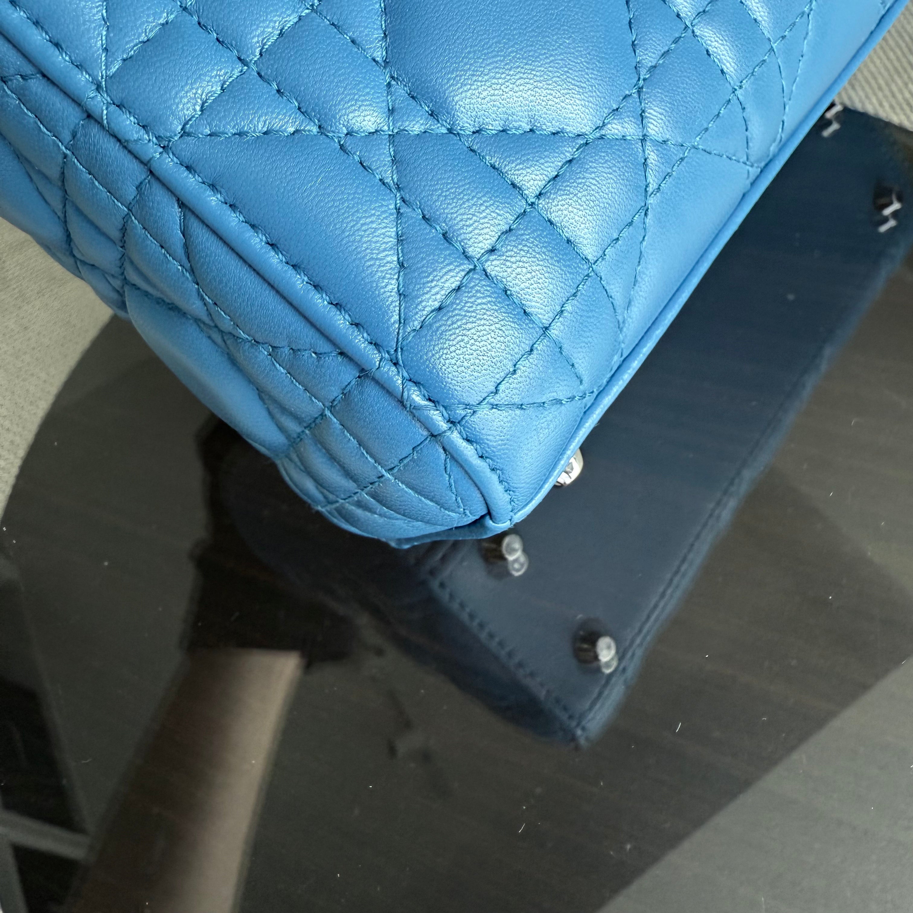 Dior Lady Mini - Cannage Lambskin Blue Silver Hardware Adjustable Strap