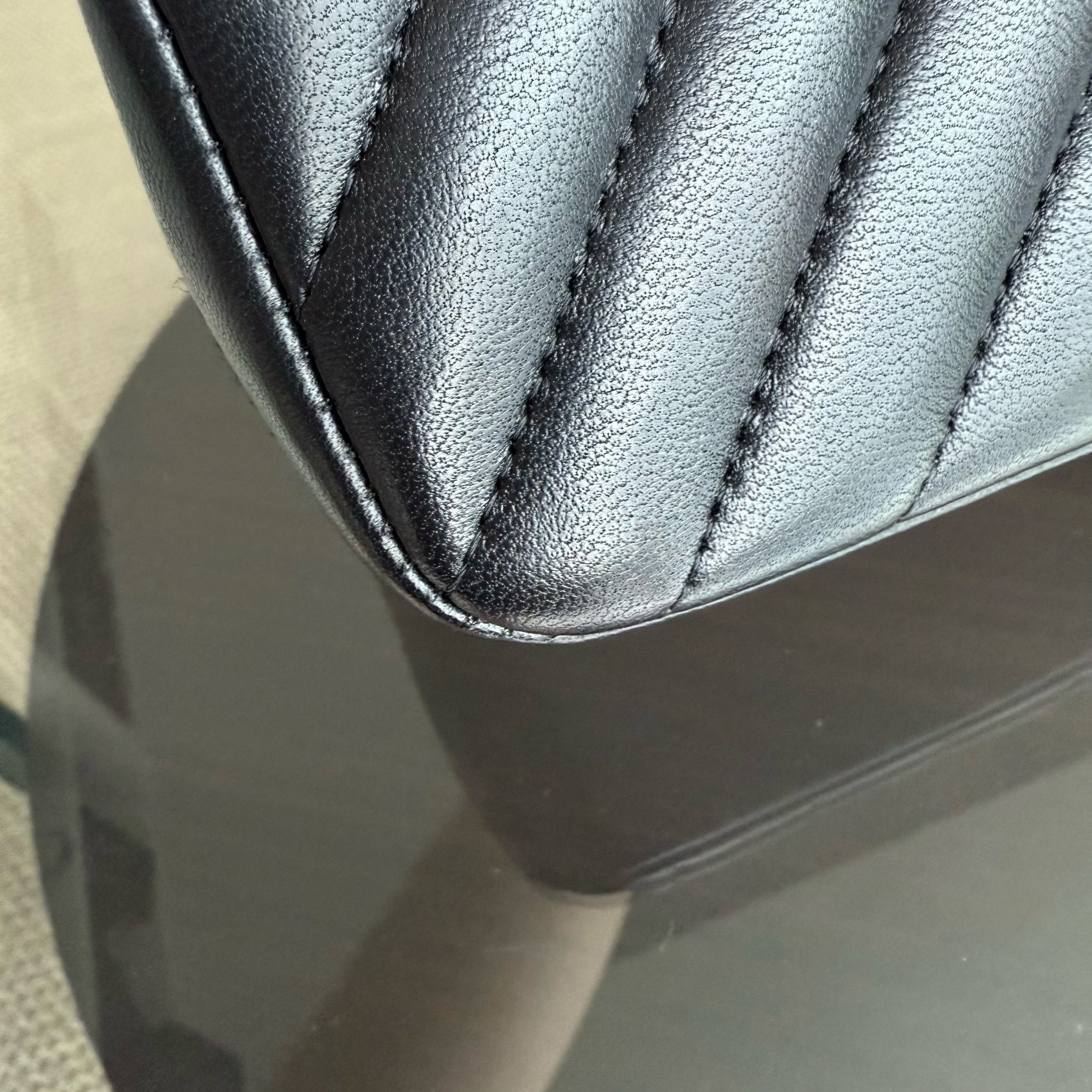 Chanel Classic Flap Medium - 25CM Chevron Lambskin Black Light Gold Hardware Series 27