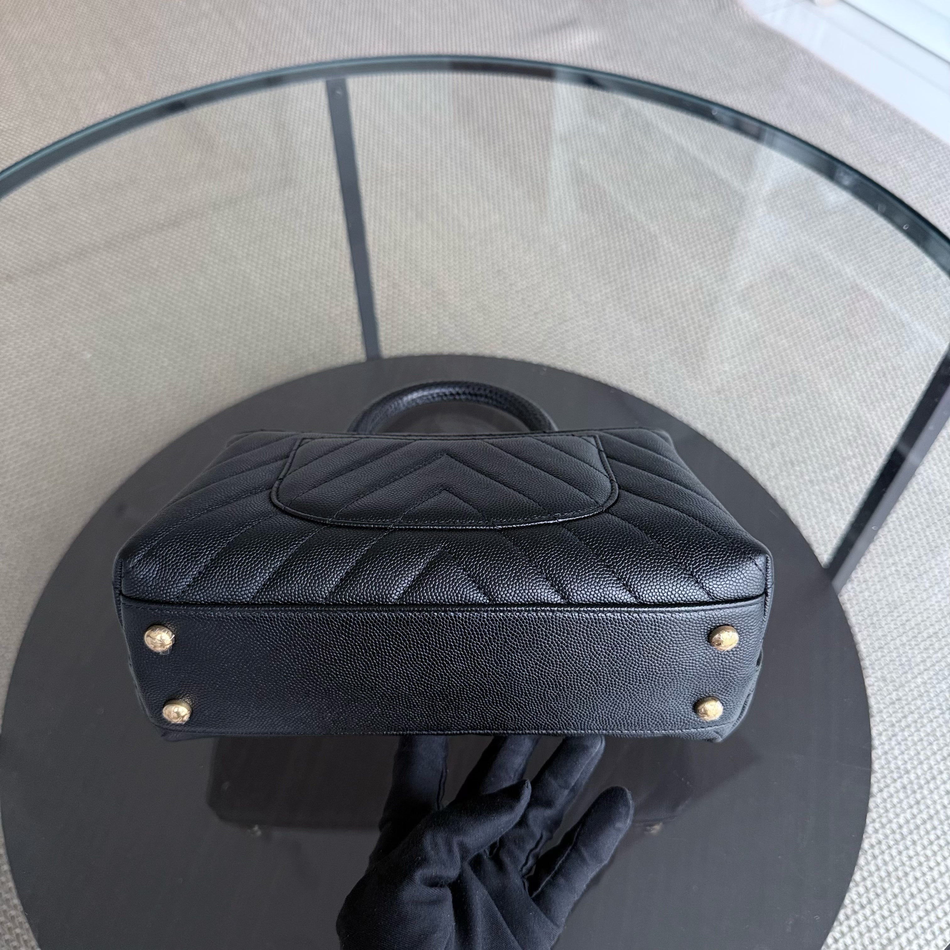 Chanel Coco Handle Small - Caviar Chevron Grained Calfskin Black Gold Hardware Series 26