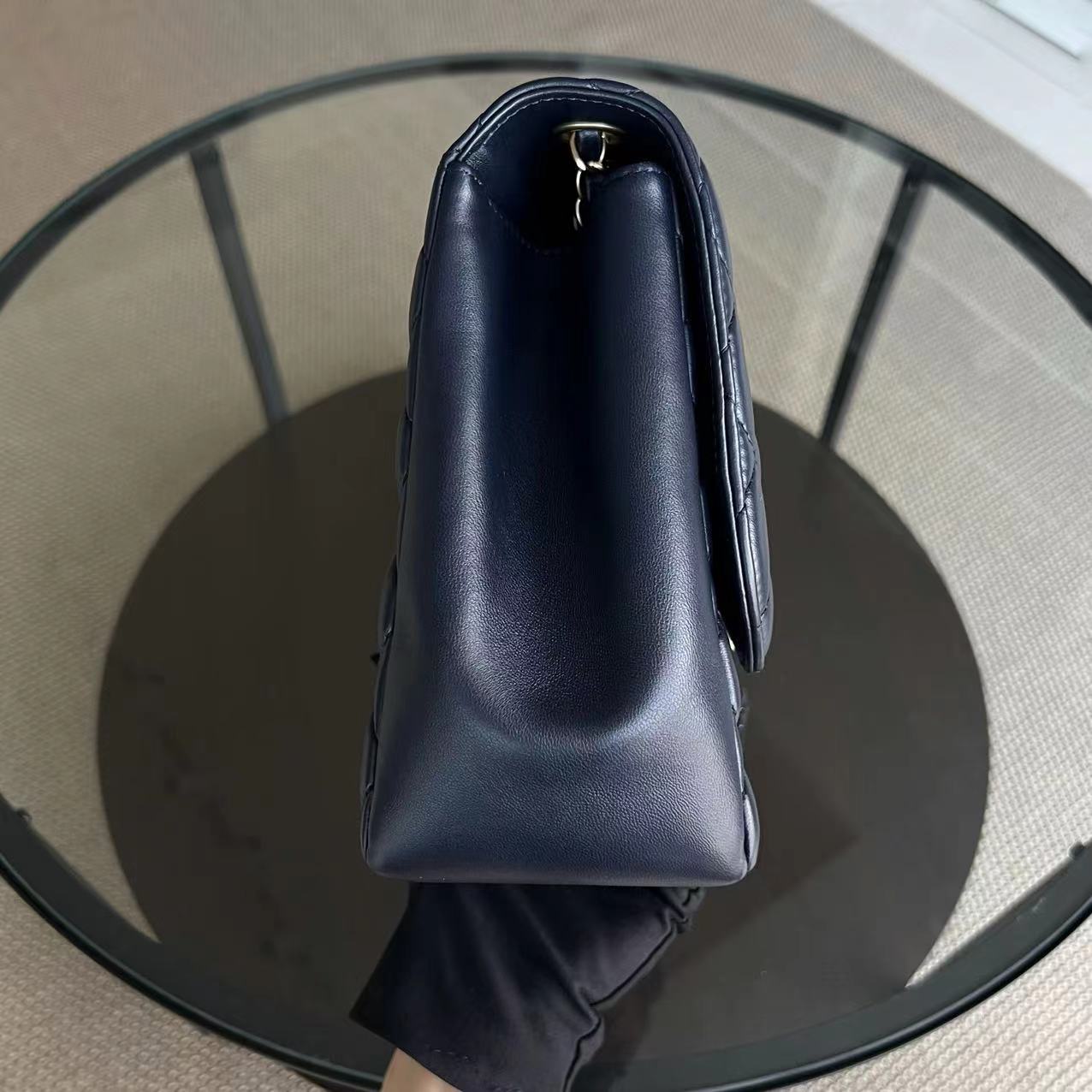 Chanel Chic Flap Jumbo Mademoiselle Quilted Lambskin Dark Blue Golden Hardware Series 21