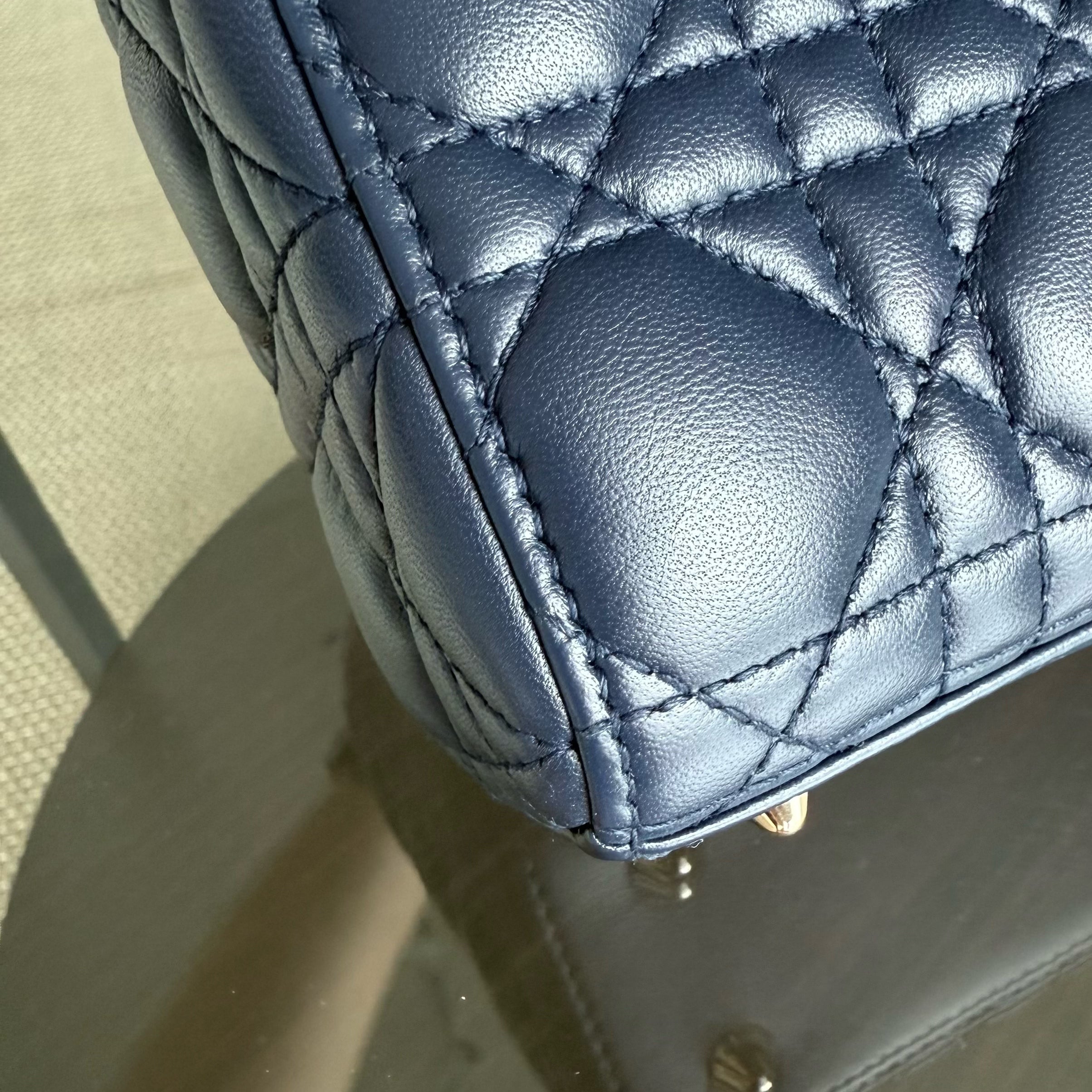 Dior Lady Small - Cannage Lambskin Dark Blue Gold Hardware