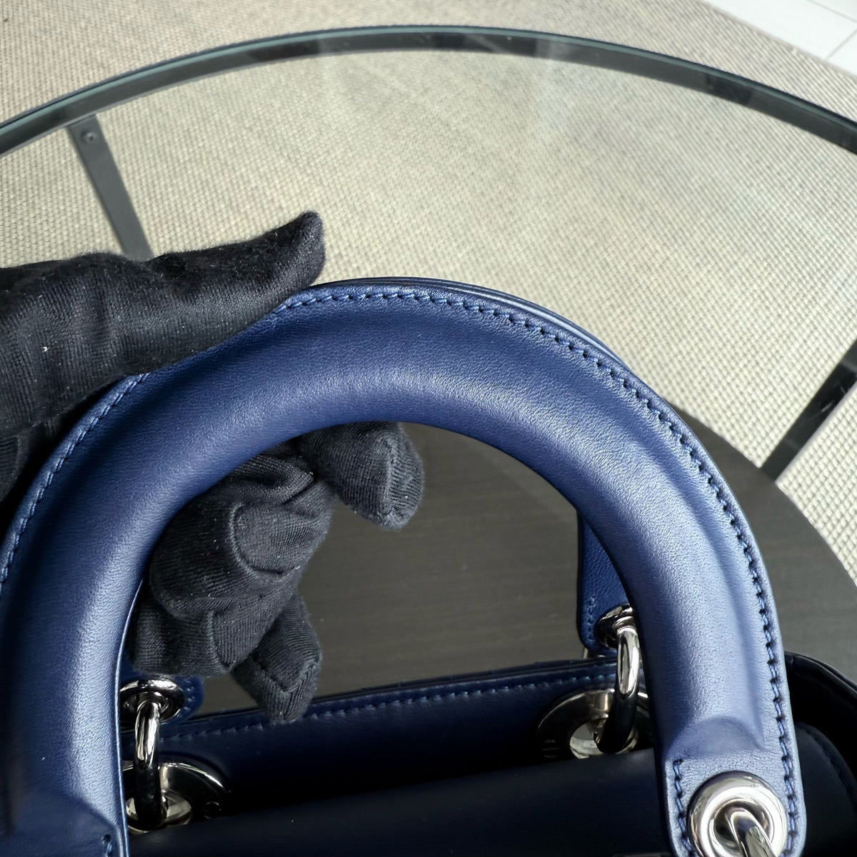 Dior Lady Small - Cannage Lambskin Dark Blue Silver Hardware