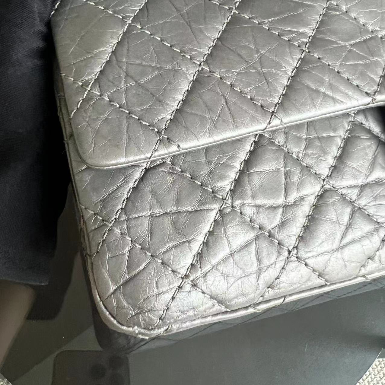 Chanel 2.55 Reissue 226 - Grained Calfskin Metallic Grey Gray Silver Ruthenium Hardware Series 14