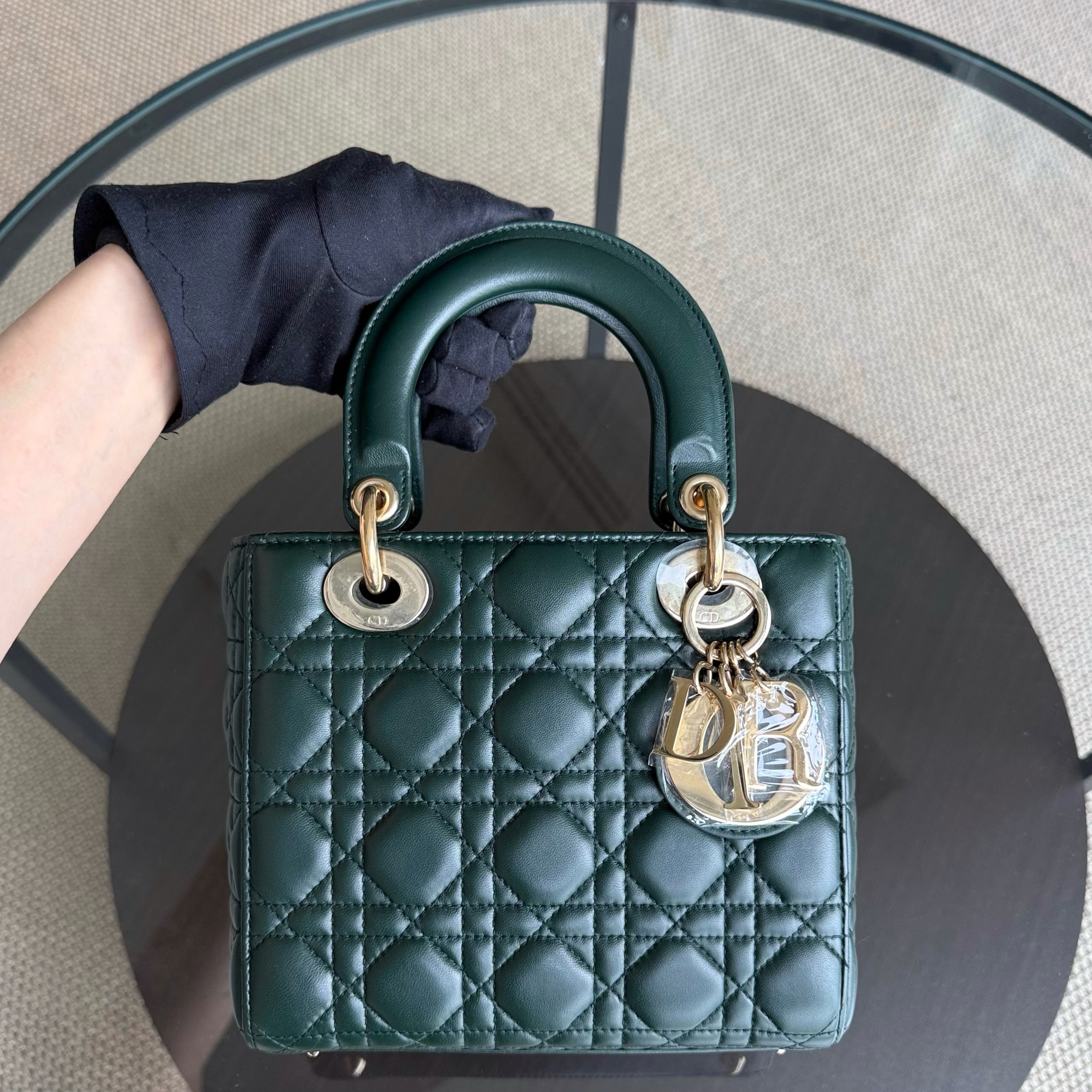 Dior Lady Small ABC - Cannage Lambskin Dark Green Gold Hardware MyABC