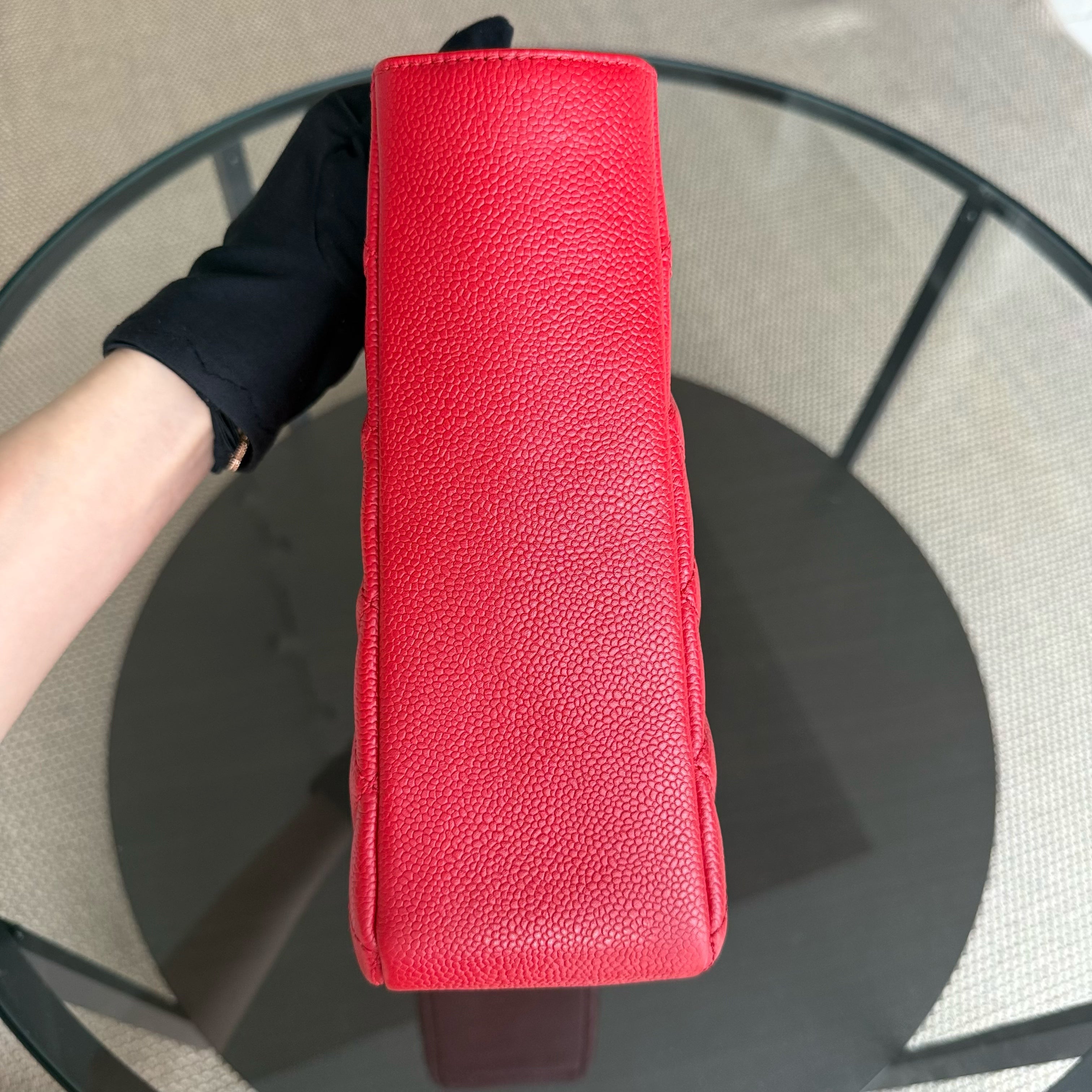 Chanel PST Petite Shopping Tote - Caviar Quilted Red Silver Hardware Series 18