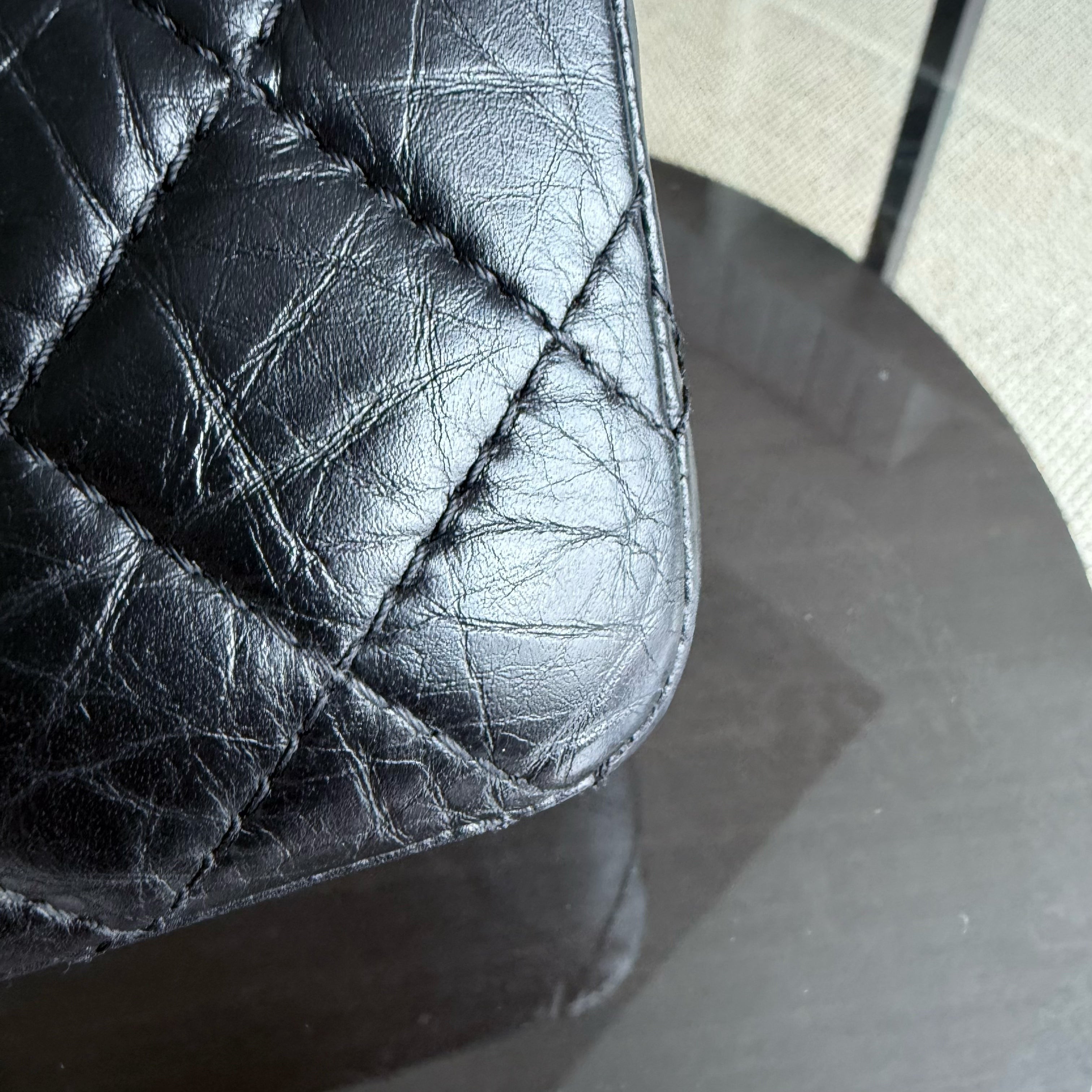 Chanel 2.55 Reissue 226 - Quilted Aged Calfskin 28CM Black Ruthenium Silver Hardware Series 13